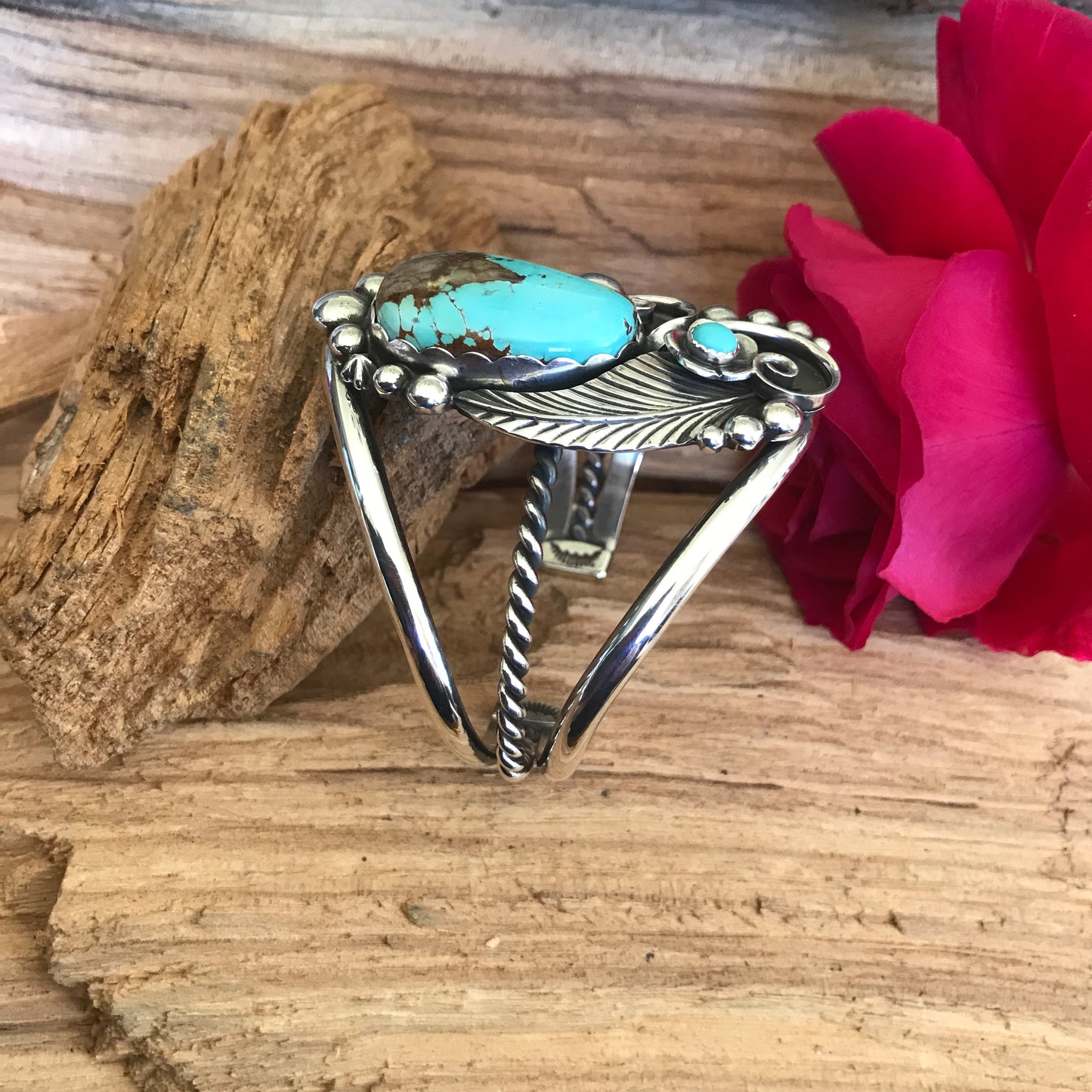 Pilot Mountain Turquoise Cuff Bracelet~ Sterling Silver~ Artisan Handmade