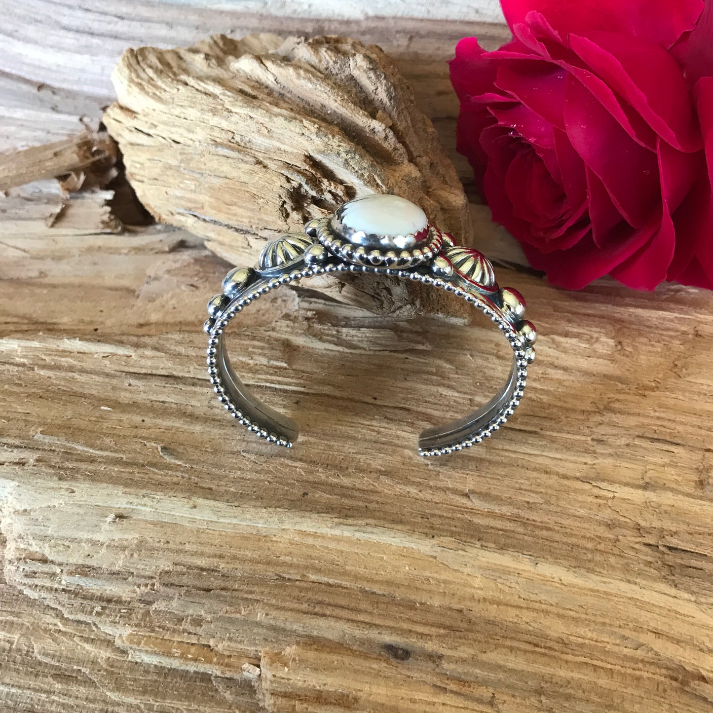 White Buffalo Cuff Bracelet~ SMALL WRIST~ Sterling Silver~ Artisan Handmade