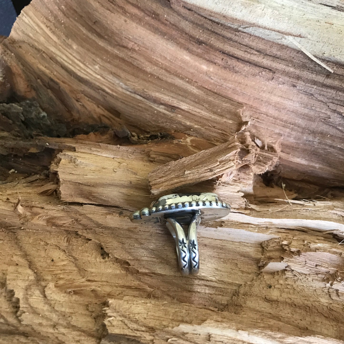 White Buffalo Ring~Sterling Silver~ Artisan Handmade~ Size 7 3/4