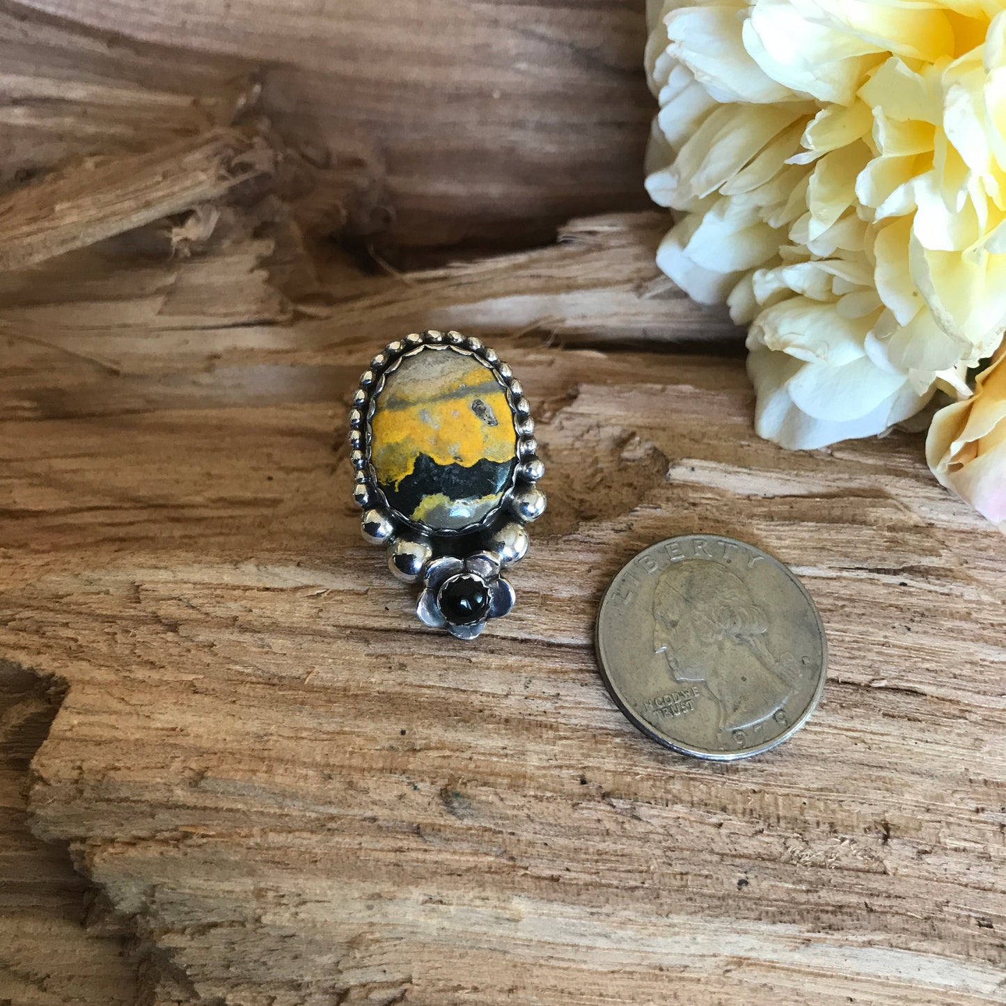 Bumblebee Jasper ring~ Sterling Silver~ Artisan Handmade~ Size 5 1/2