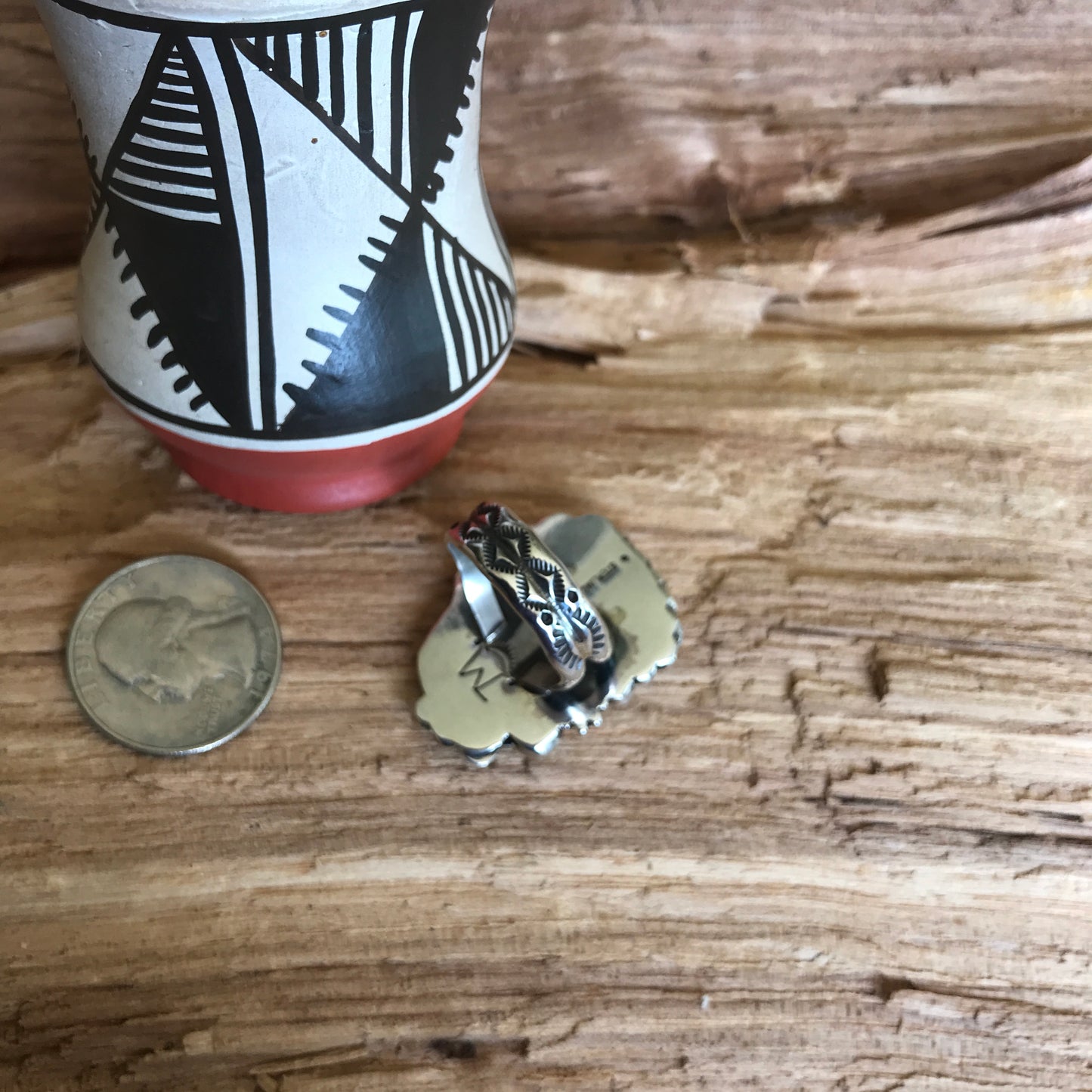 White Buffalo Ring~Sterling Silver~ Artisan Handmade~ Size 9 1/4