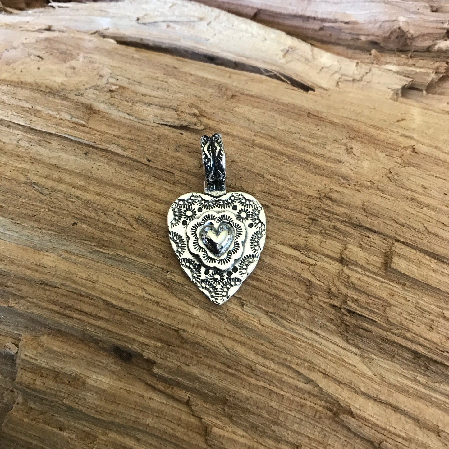 Mi Corazon~ My Heart Pendant~ Sterling Silver~ Artisan Handmade ~ 1149