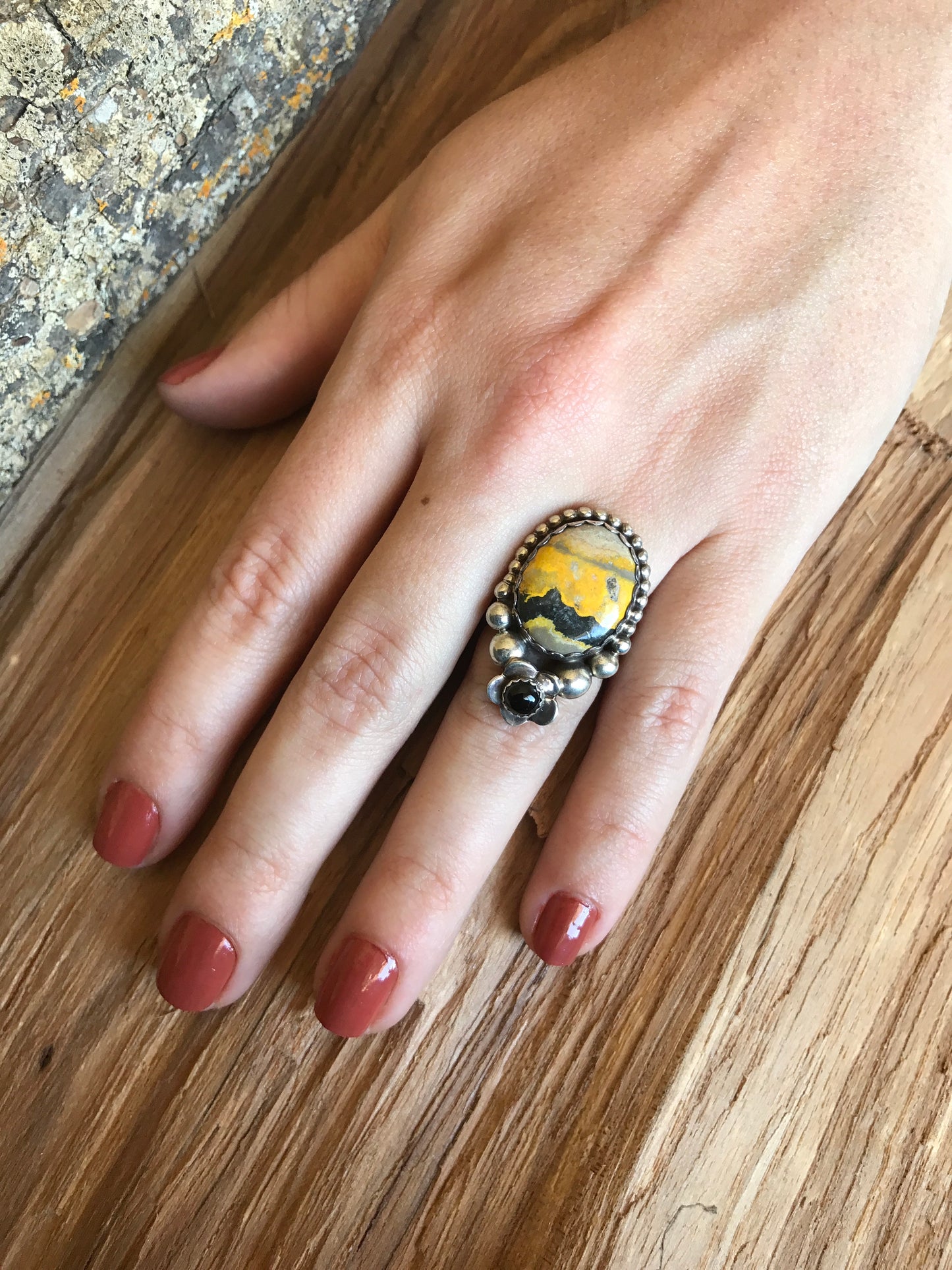 Bumblebee Jasper ring~ Sterling Silver~ Artisan Handmade~ Size 5 1/2