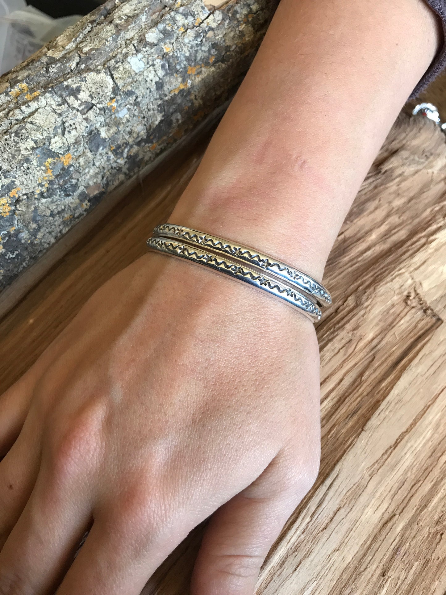 REACH FOR THE STARS~ Stacker Cuff Bracelet Set~ Sterling Silver~ Artisan Handmade