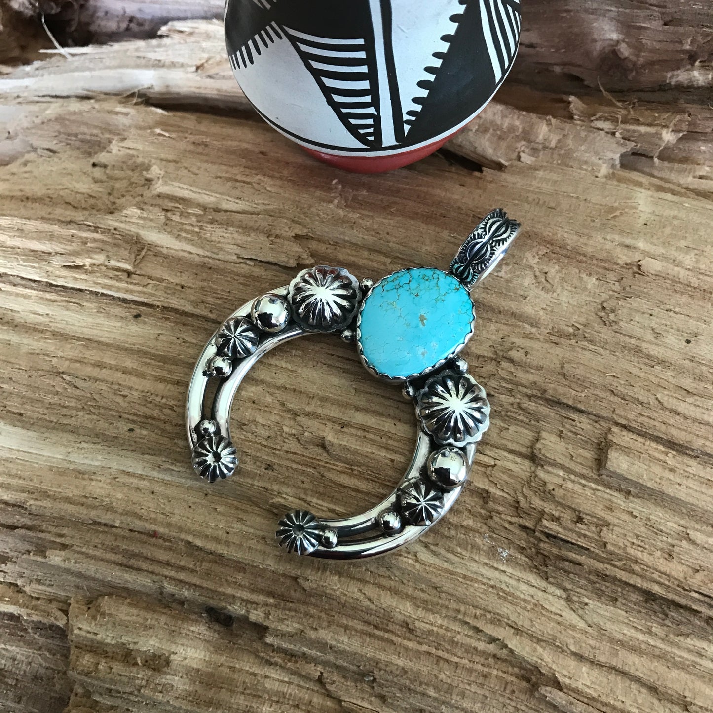 Number 8 Turquoise Naja pendant~ High Grade Turquoise ~ Sterling Silver~ Artisan Handmade