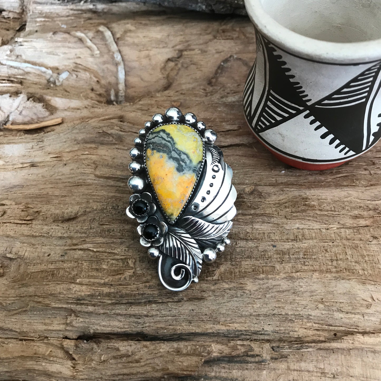 Bumblebee Jasper ring~ Sterling Silver~ Artisan Handmade~ Size 8