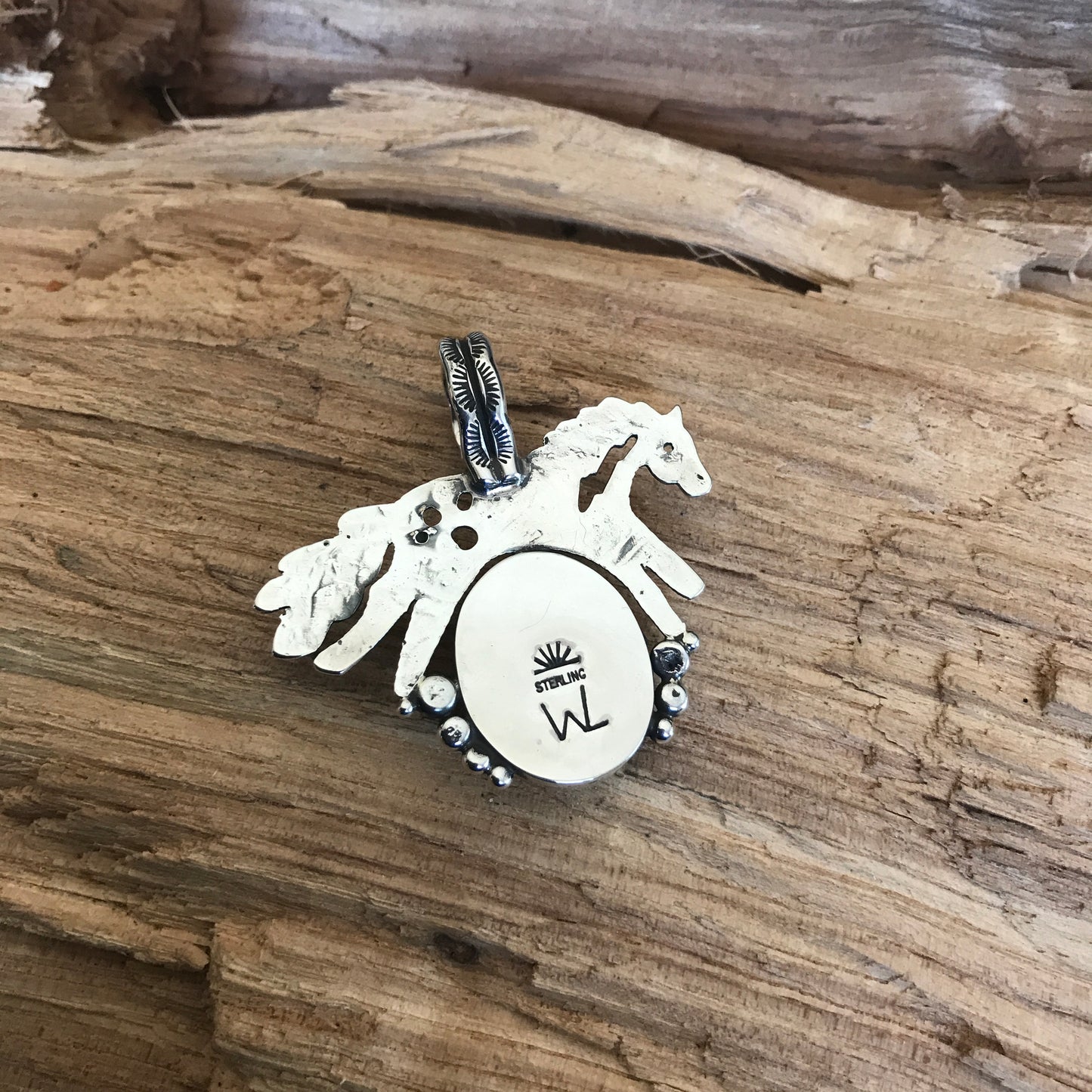 SPIRIT PONY Royston Ribbon Turquoise pendant~ Sterling Silver~ Artisan Handmade