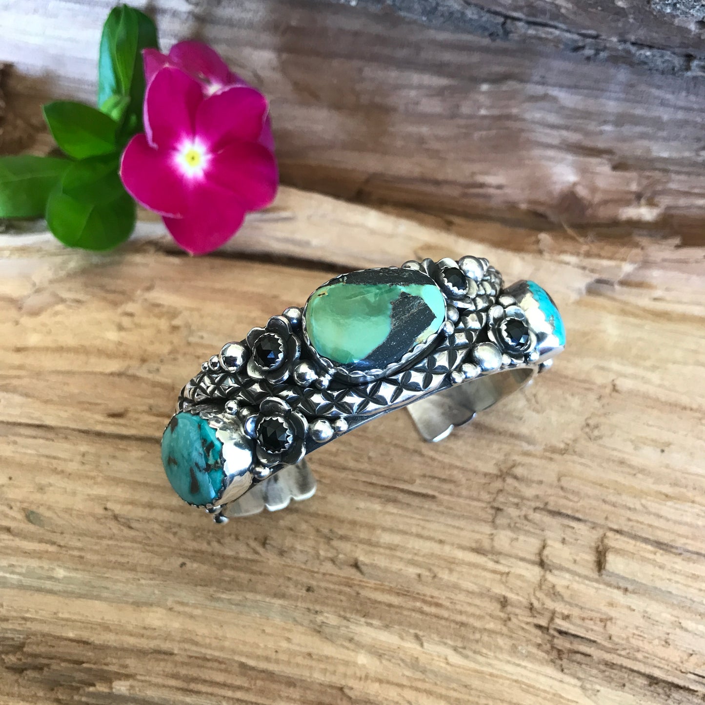 Rattlesnake Cuff Bracelet with Carico Lake Turquoise~ Sterling Silver~RTS045
