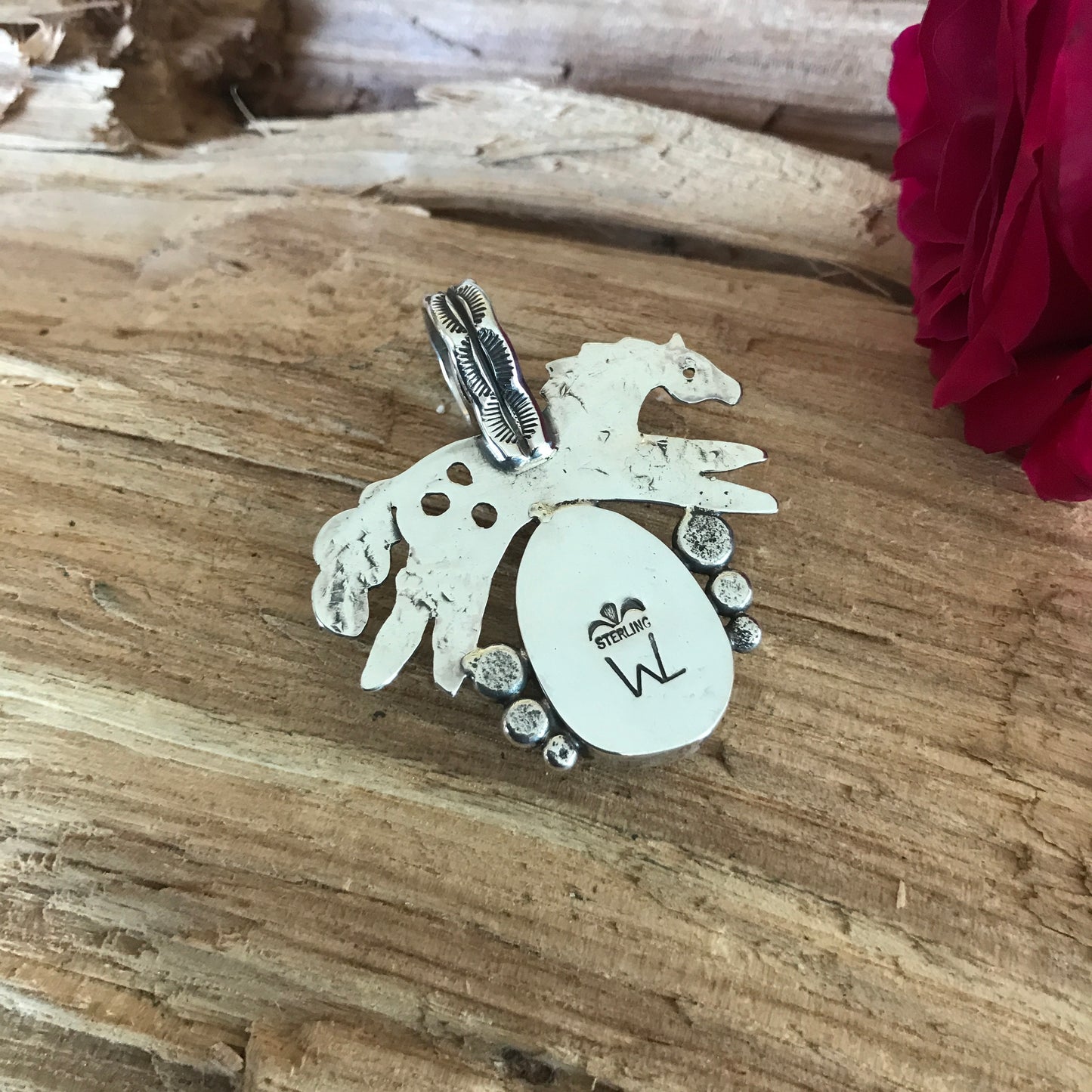 SPIRIT PONY Royston Ribbon Turquoise pendant~ Sterling Silver~ Artisan Handmade~ 1027