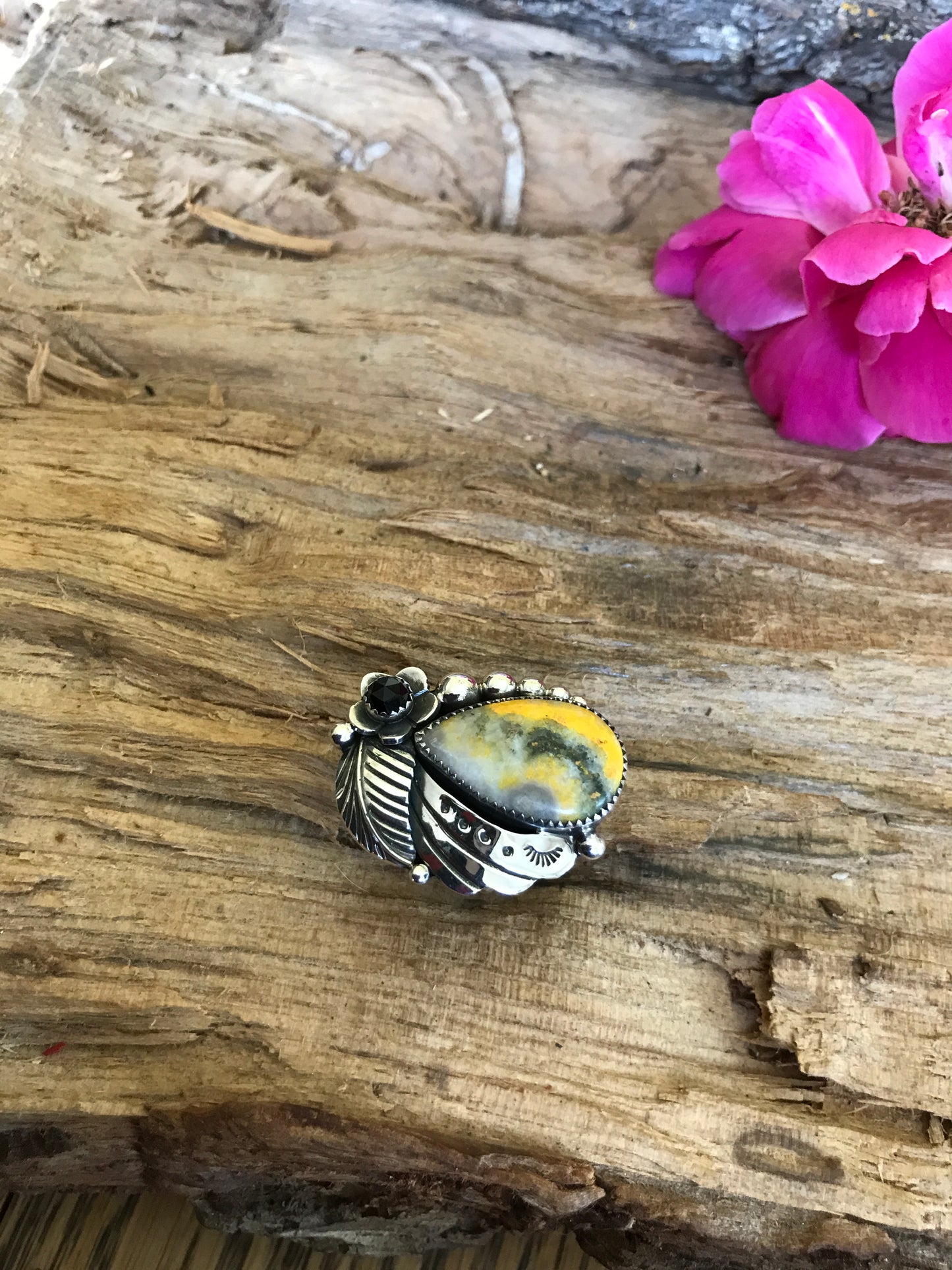 Bumblebee Jasper ring~ Sterling Silver~ Artisan Handmade~ Size 7 ~ 1167