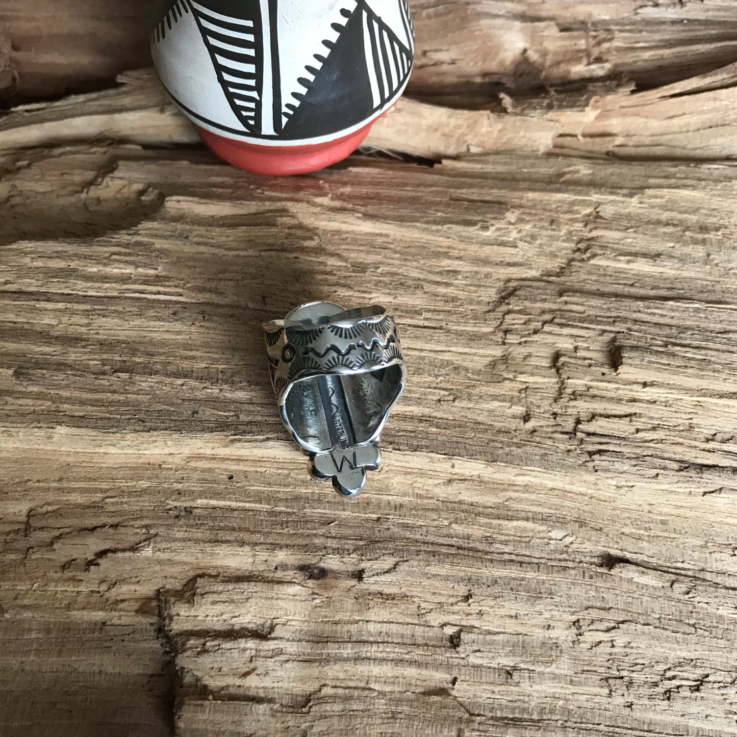 Royston Ribbon Turquoise Ring~ Sterling Silver~ Offset Shank~ Artisan Handmade~ Size 8 1/2