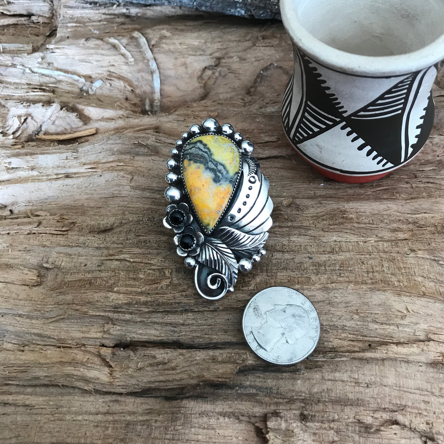 Bumblebee Jasper ring~ Sterling Silver~ Artisan Handmade~ Size 8