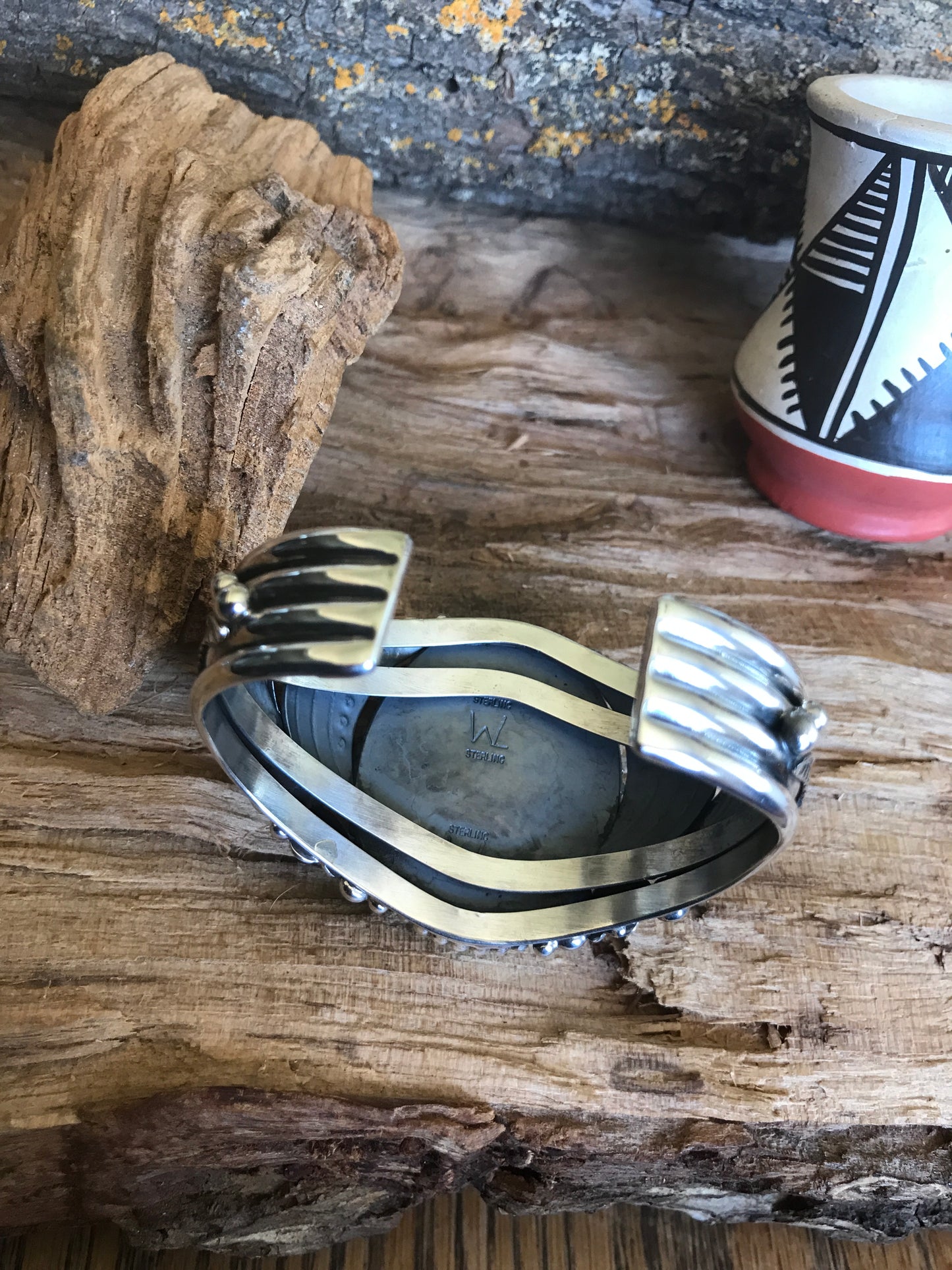 Bluebird Azurite cuff Bracelet with Sleeping Beauty Wildflowers~ Sterling Silver~ Artisan Handmade