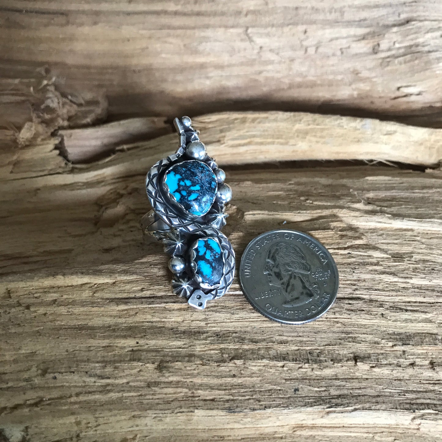 Turquoise Mountain Rattlesnake Ring~ Sterling Silver~ Artisan Handmade~ Size 7 ~ 1204