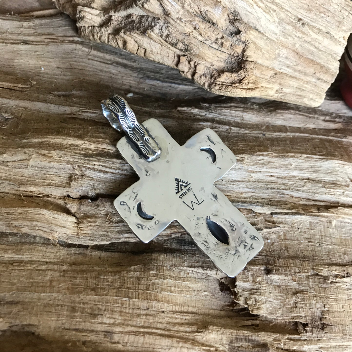 Cross Pendant~Sterling Silver~ Repousse Concho~ Artisan Handmade ~ 1082