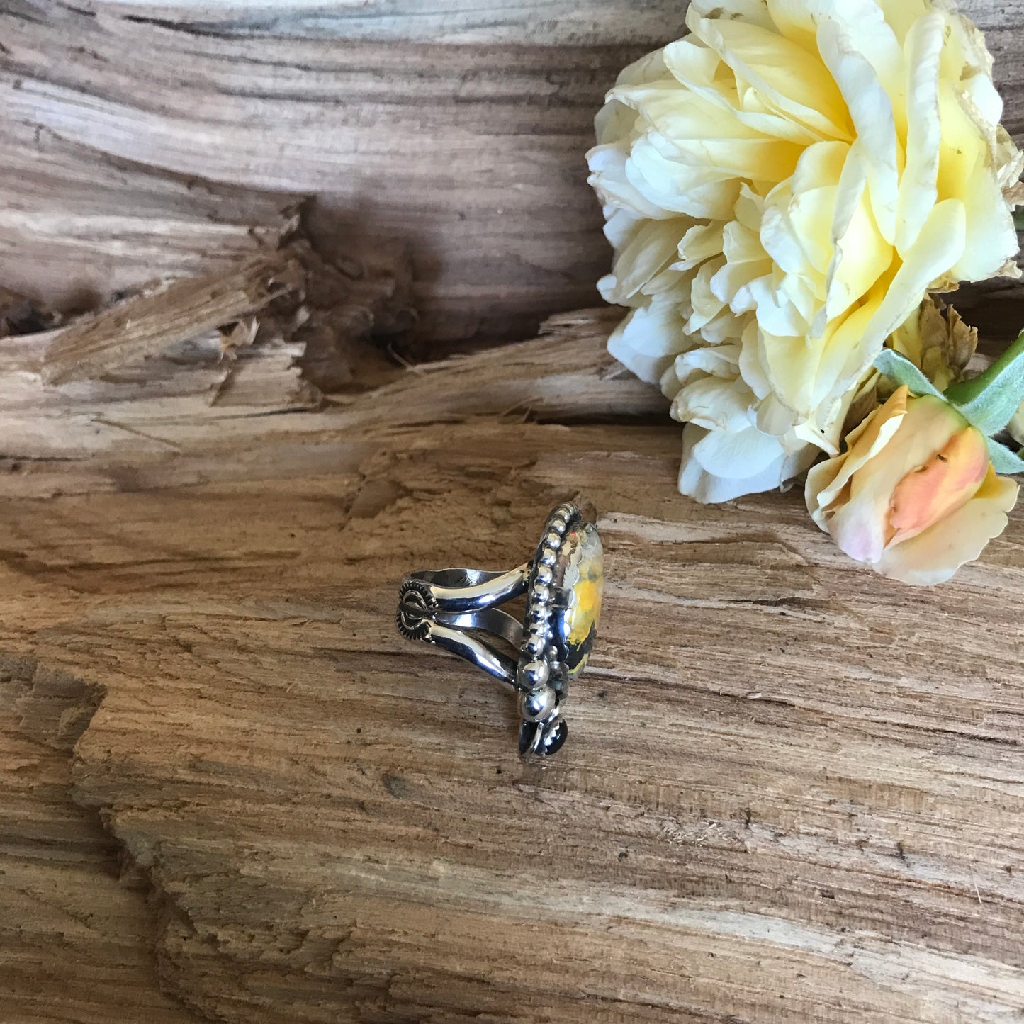 Bumblebee Jasper ring~ Sterling Silver~ Artisan Handmade~ Size 5 1/2