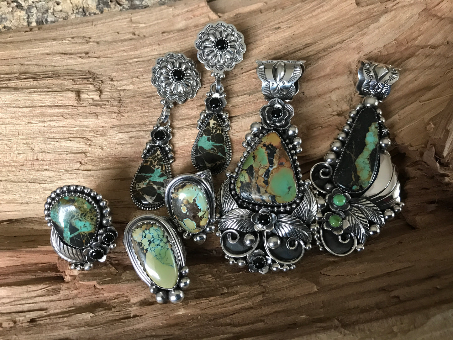 Black Jack Turquoise Earrings~ Sterling Silver~ Artisan Handmade