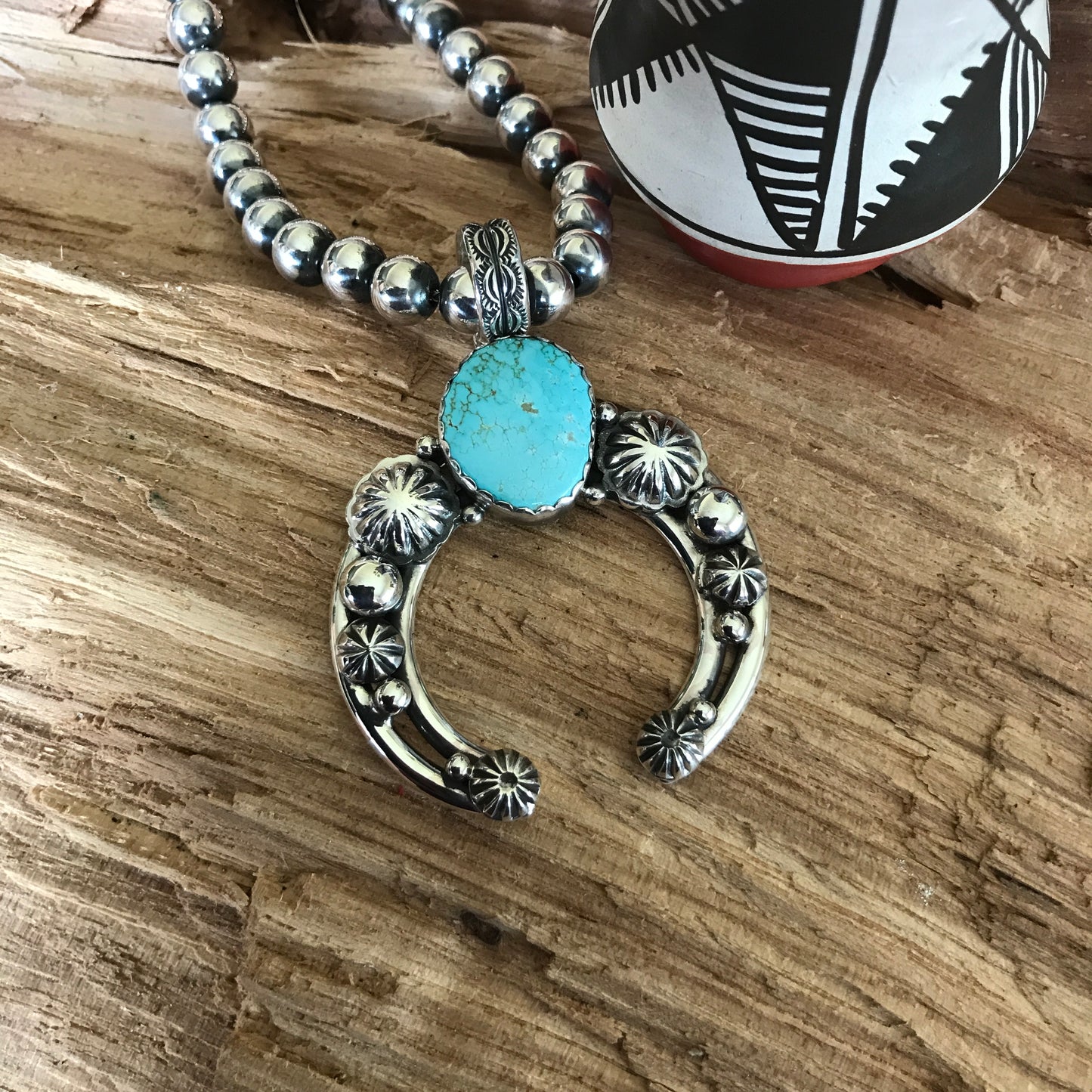 Number 8 Turquoise Naja pendant~ High Grade Turquoise ~ Sterling Silver~ Artisan Handmade
