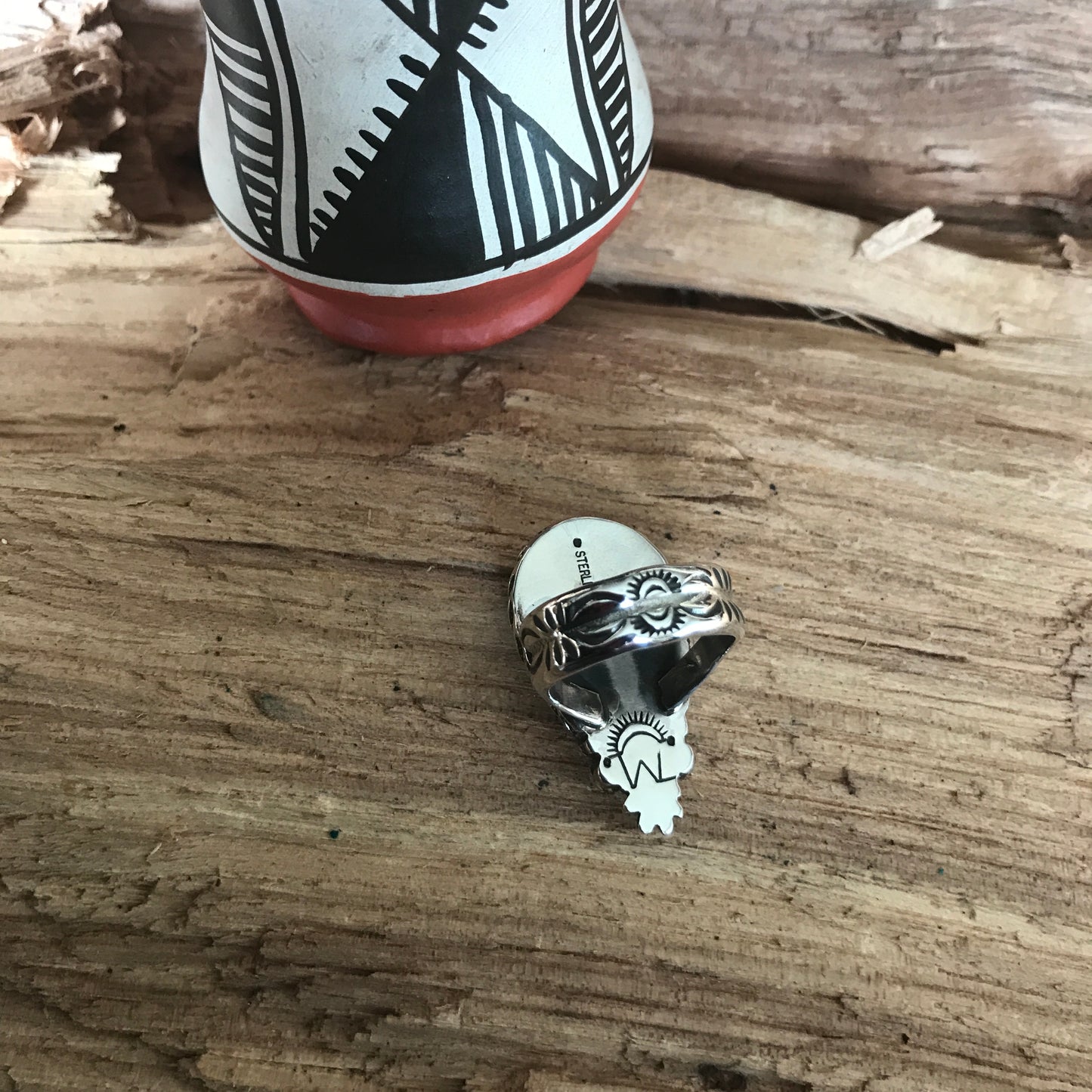 White Buffalo Ring~Sterling Silver~ Artisan Handmade~ Size 7