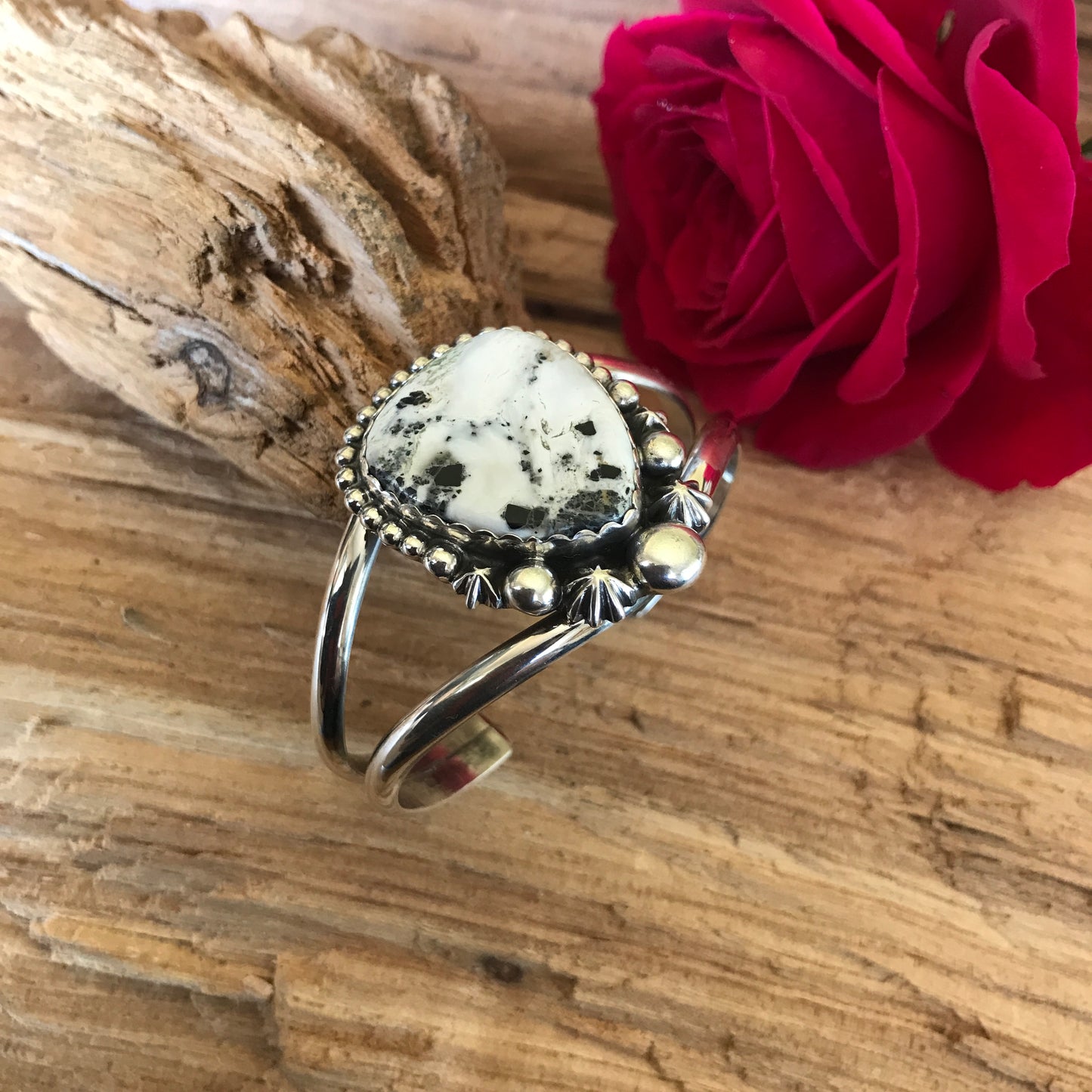 White Buffalo Cuff Bracelet~ SMALL WRIST~ Sterling Silver~ Artisan Handmade