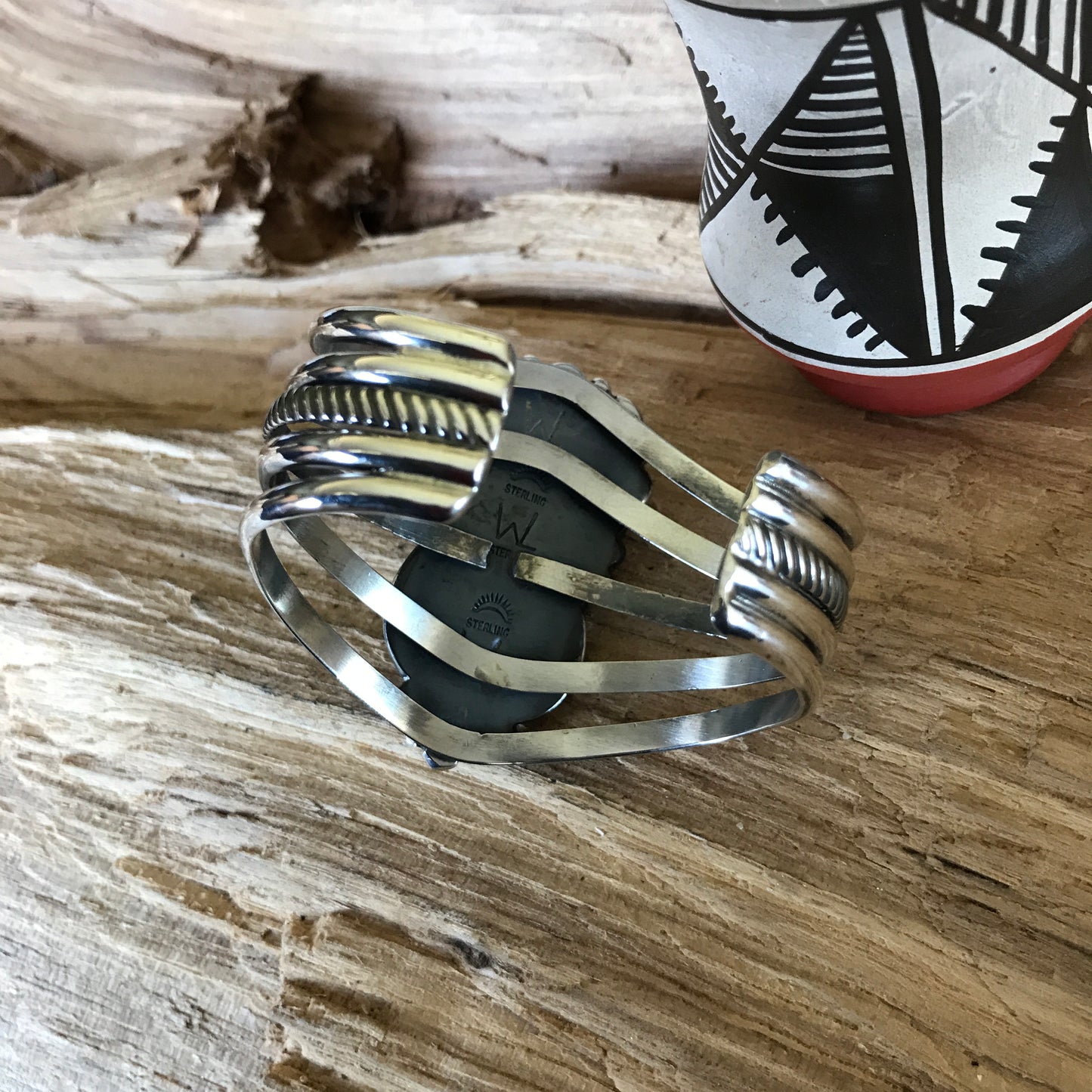 Black Jack Turquoise Cuff Bracelet~ Sterling Silver~ Artisan Handmade~RTS054