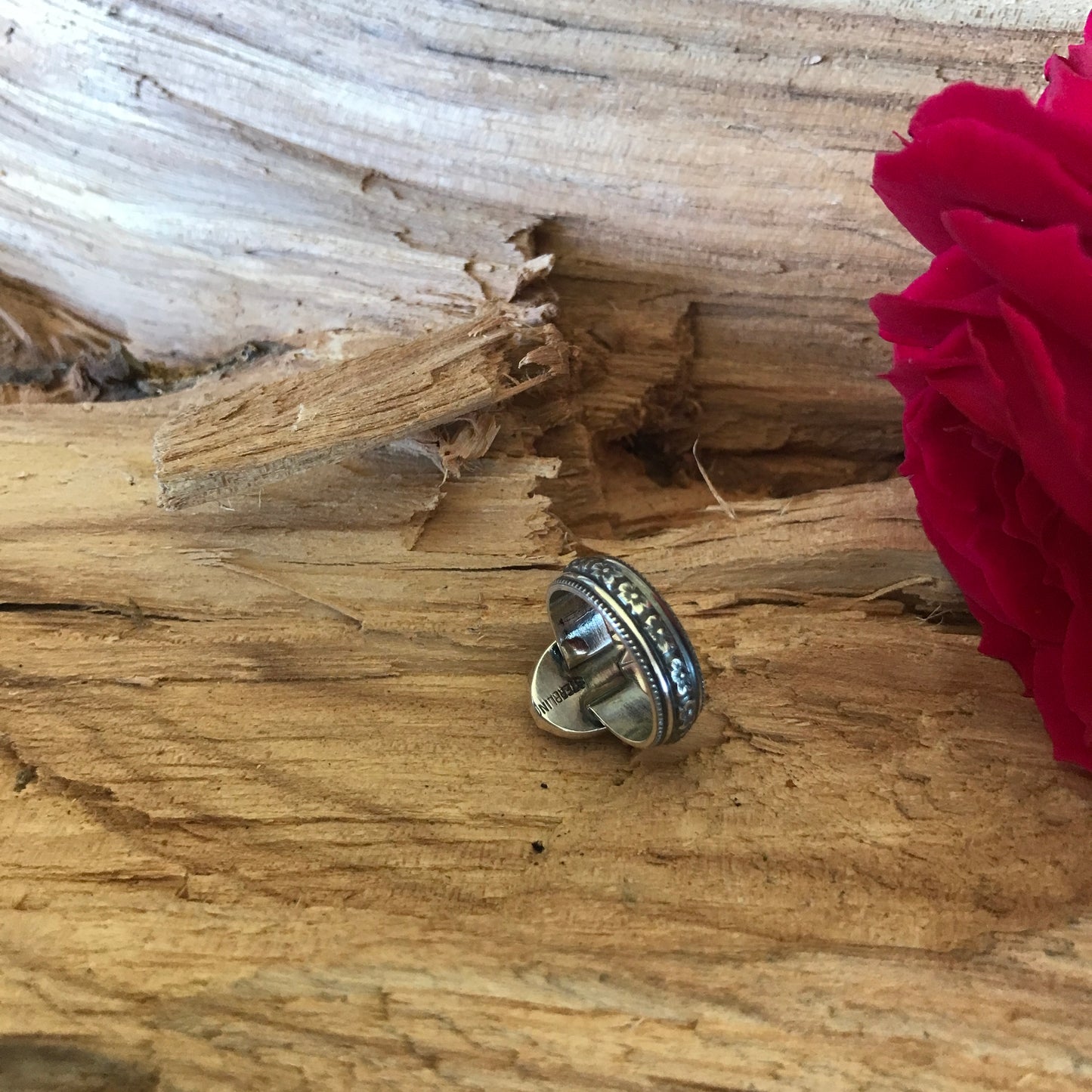 Rhodochrosite Ring~ Sterling Silver~ Artisan Handmade~ ENGLISH COUNTRY GARDEN Series~ Size 4 1/2