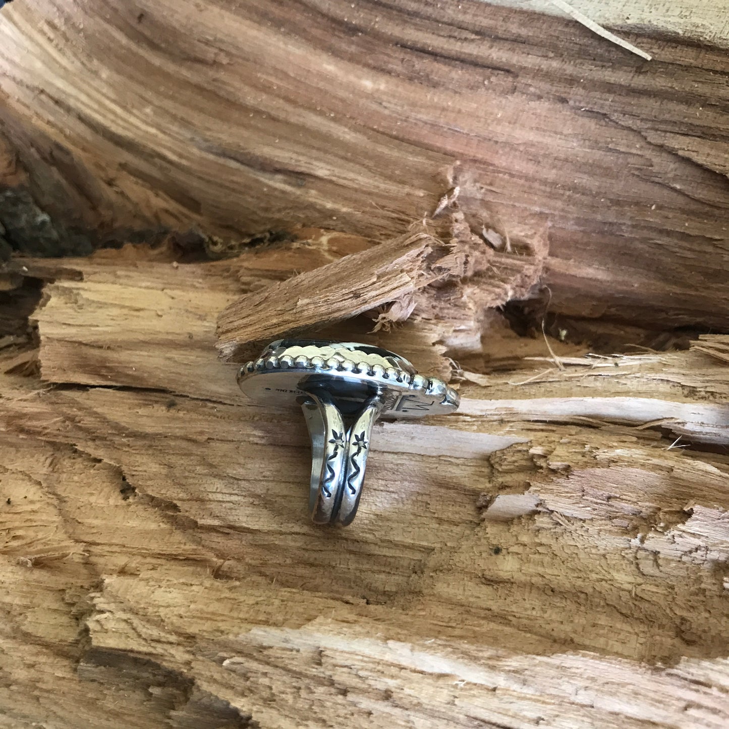 White Buffalo Ring~Sterling Silver~ Artisan Handmade~ Size 7 3/4