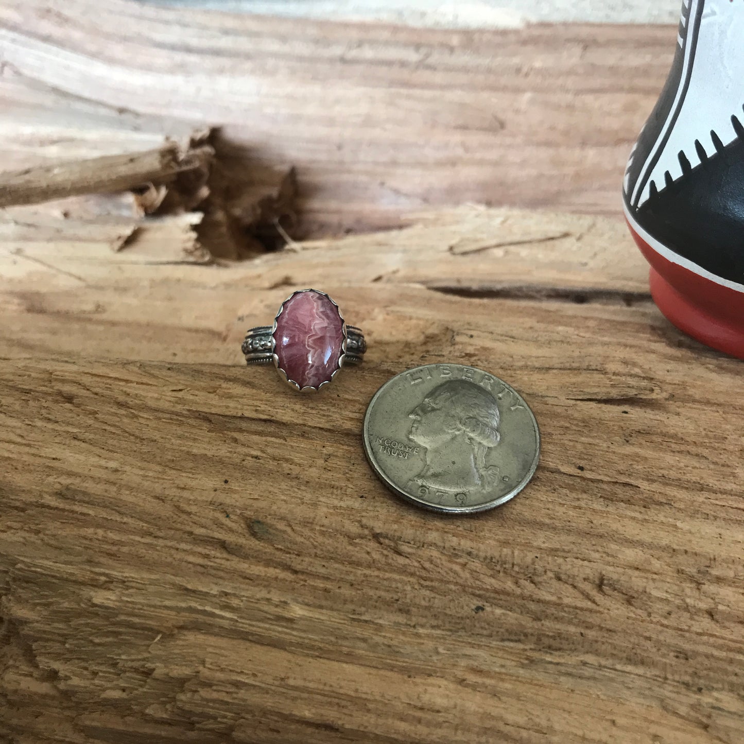 Rhodochrosite Ring~ Sterling Silver~ Artisan Handmade~ ENGLISH COUNTRY GARDEN Series~ Size 4 1/2