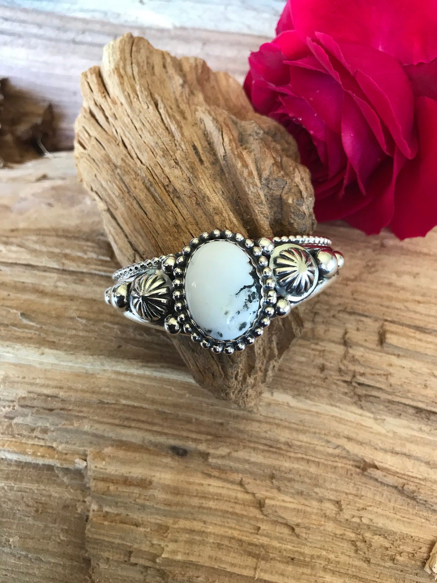 White Buffalo Cuff Bracelet~ SMALL WRIST~ Sterling Silver~ Artisan Handmade