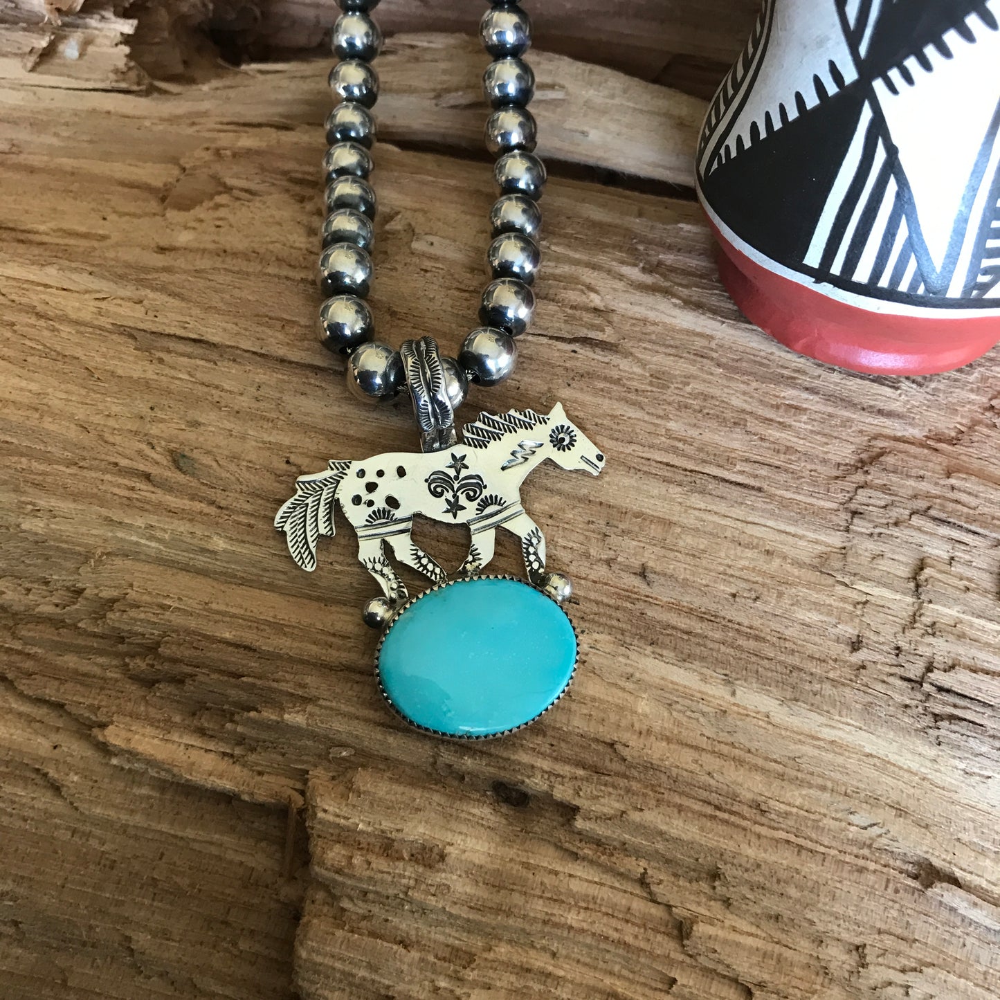 SPIRIT PONY Turquoise pendant~ Sterling Silver~ Artisan Handmade ~ 1129