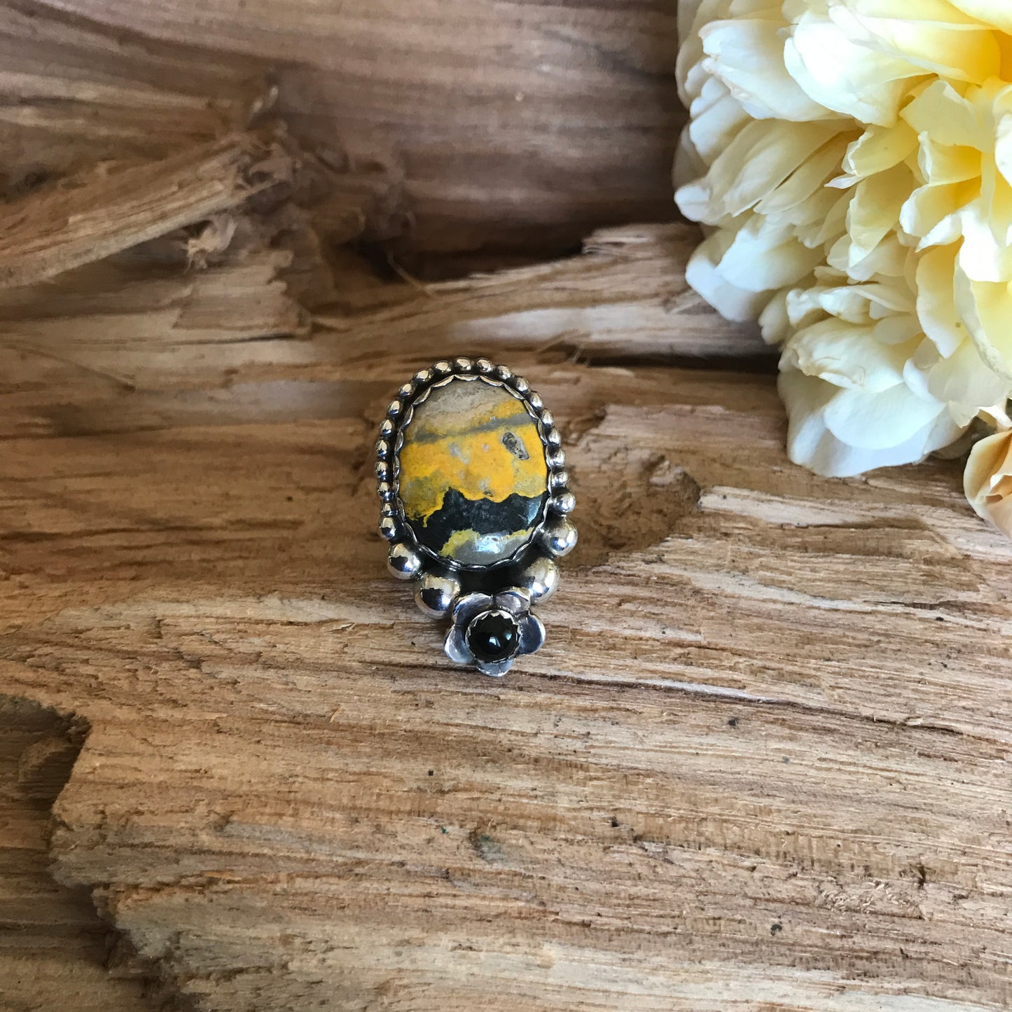 Bumblebee Jasper ring~ Sterling Silver~ Artisan Handmade~ Size 5 1/2