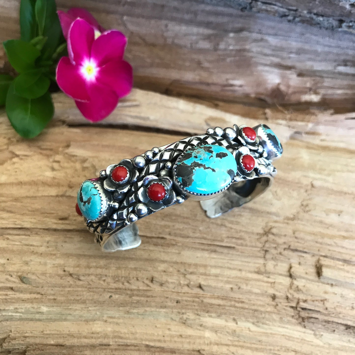 Rattlesnake Cuff Bracelet with Carico Lake Turquoise~ Sterling Silver~ Artisan Handmade
