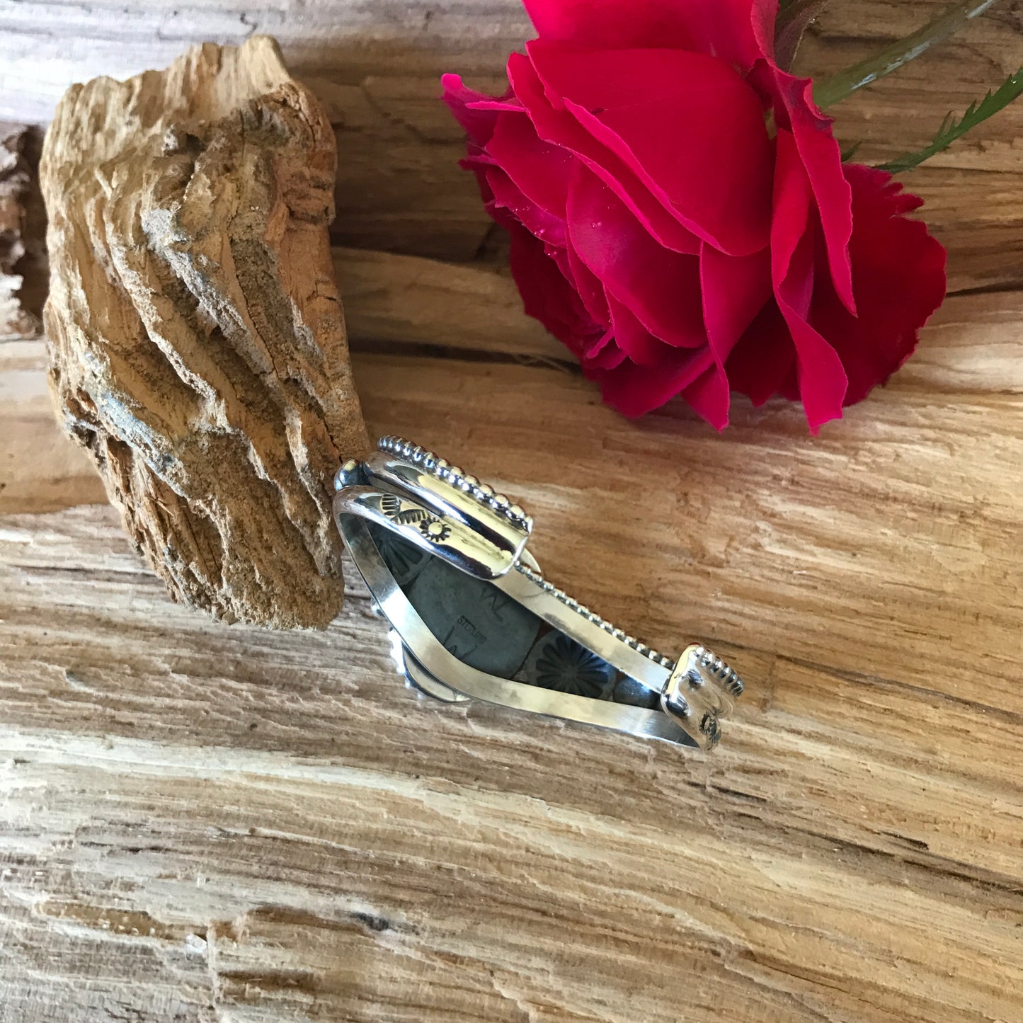 White Buffalo Cuff Bracelet~ SMALL WRIST~ Sterling Silver~ Artisan Handmade
