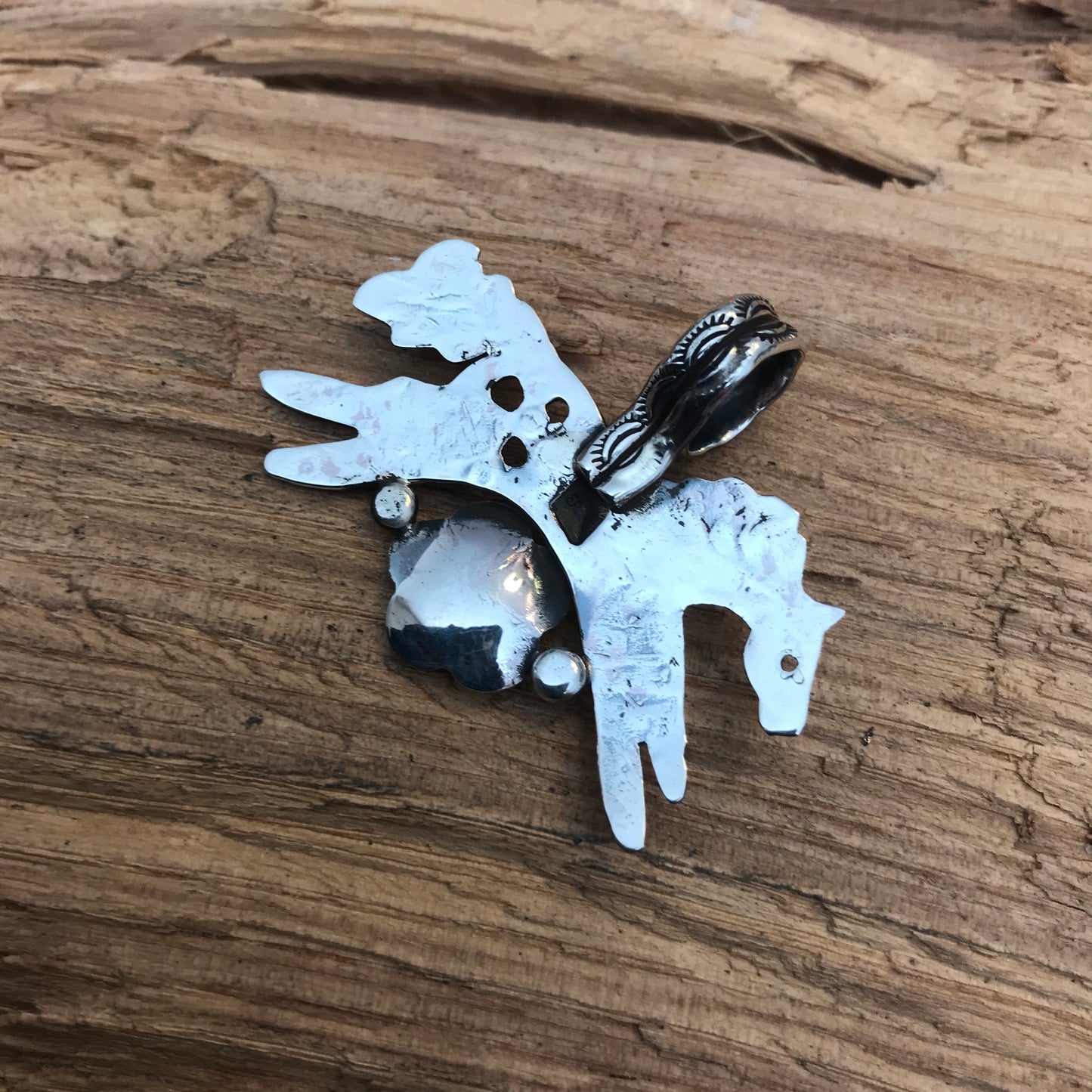 SPIRIT PONY Black Onyx Taos Flora Pendant~ Sterling Silver~ Artisan Handmade ~ 1209