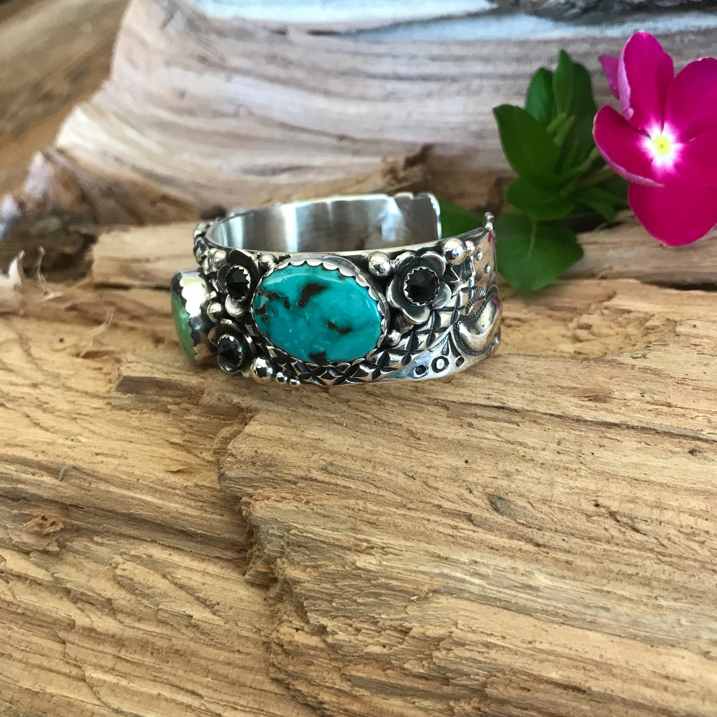 Rattlesnake Cuff Bracelet with Carico Lake Turquoise~ Sterling Silver~RTS045