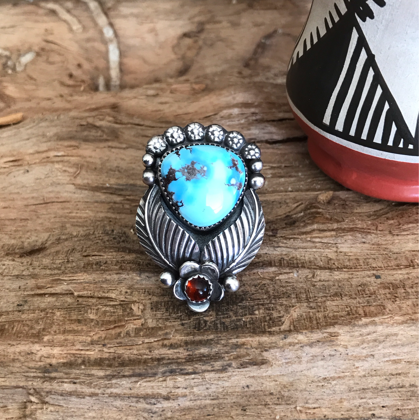 Golden Hills Turquoise Ring~ Sterling Silver~ Artisan Handmade
