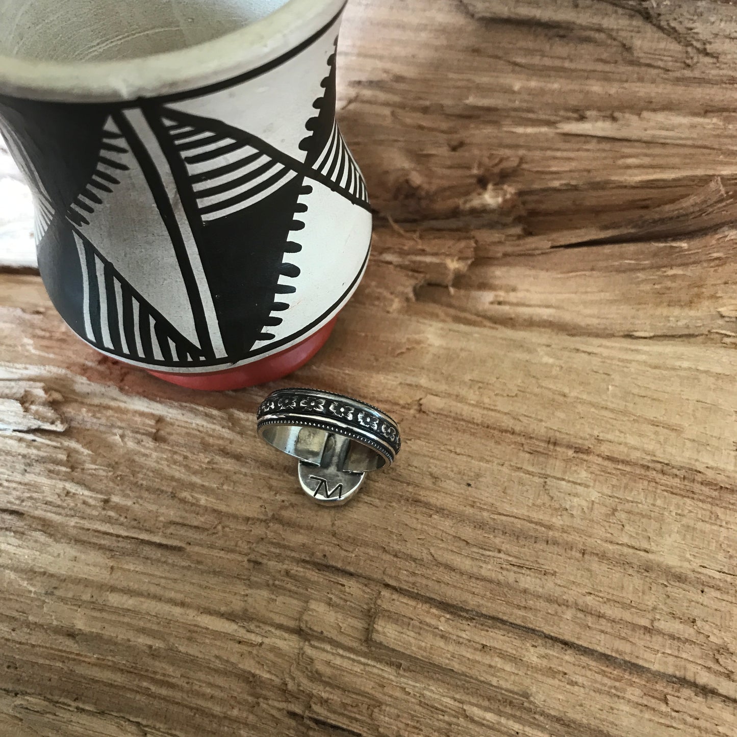 Sierra Nevada Turquoise Ring~ Sterling Silver~ Artisan Handmade~ ENGLISH COUNTRY GARDEN Series~ Size 7 ~ 1186