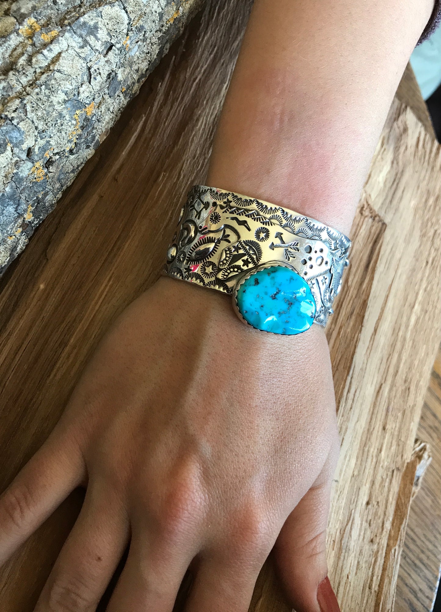 SPIRIT PONY Sleeping Beauty Turquoise Cuff Bracelet~ Sterling Silver~ Artisan Handmade