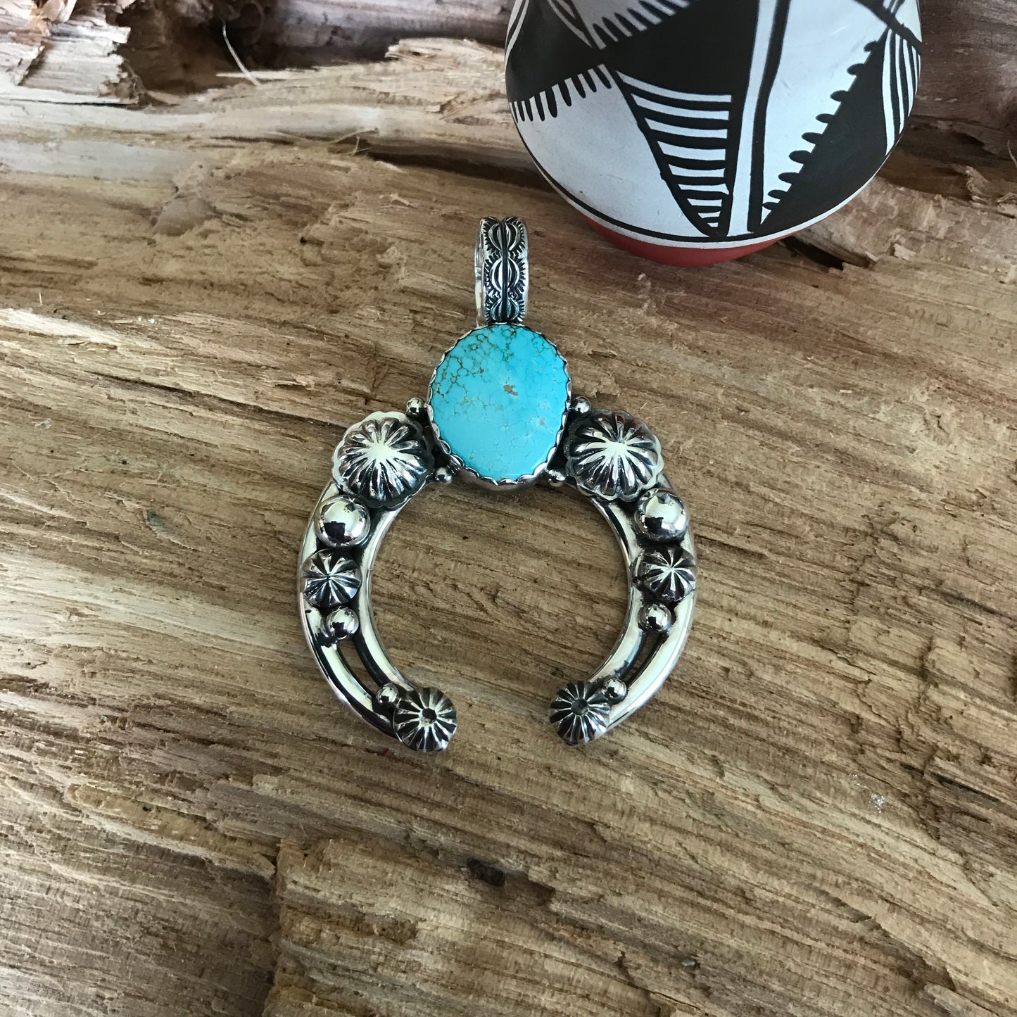 Number 8 Turquoise Naja pendant~ High Grade Turquoise ~ Sterling Silver~ Artisan Handmade