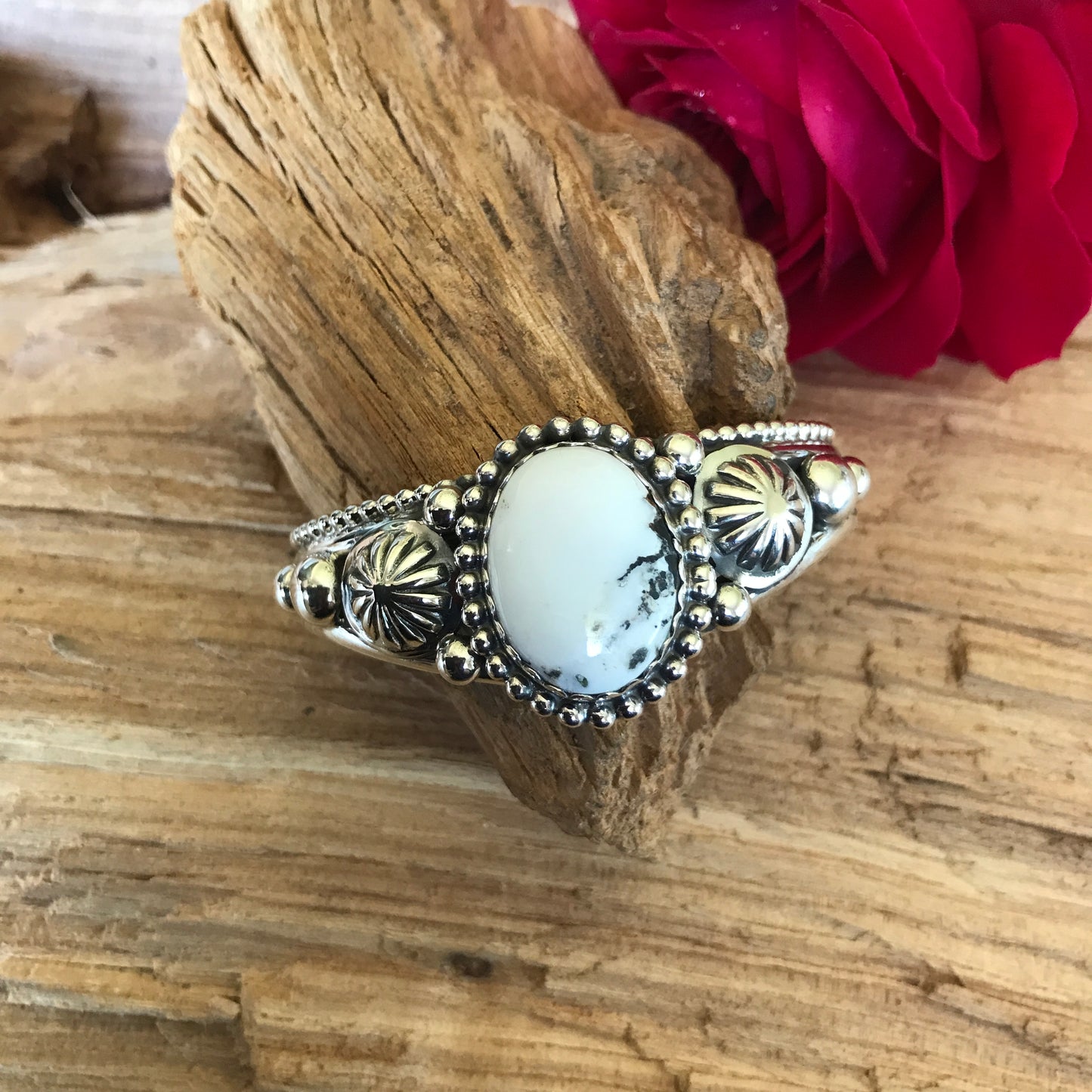 White Buffalo Cuff Bracelet~ SMALL WRIST~ Sterling Silver~ Artisan Handmade