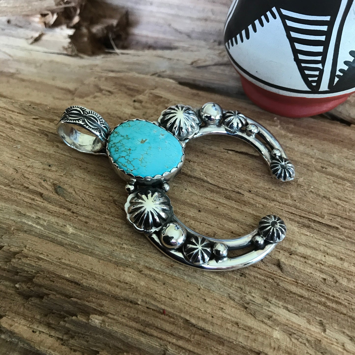 Number 8 Turquoise Naja pendant~ High Grade Turquoise ~ Sterling Silver~ Artisan Handmade