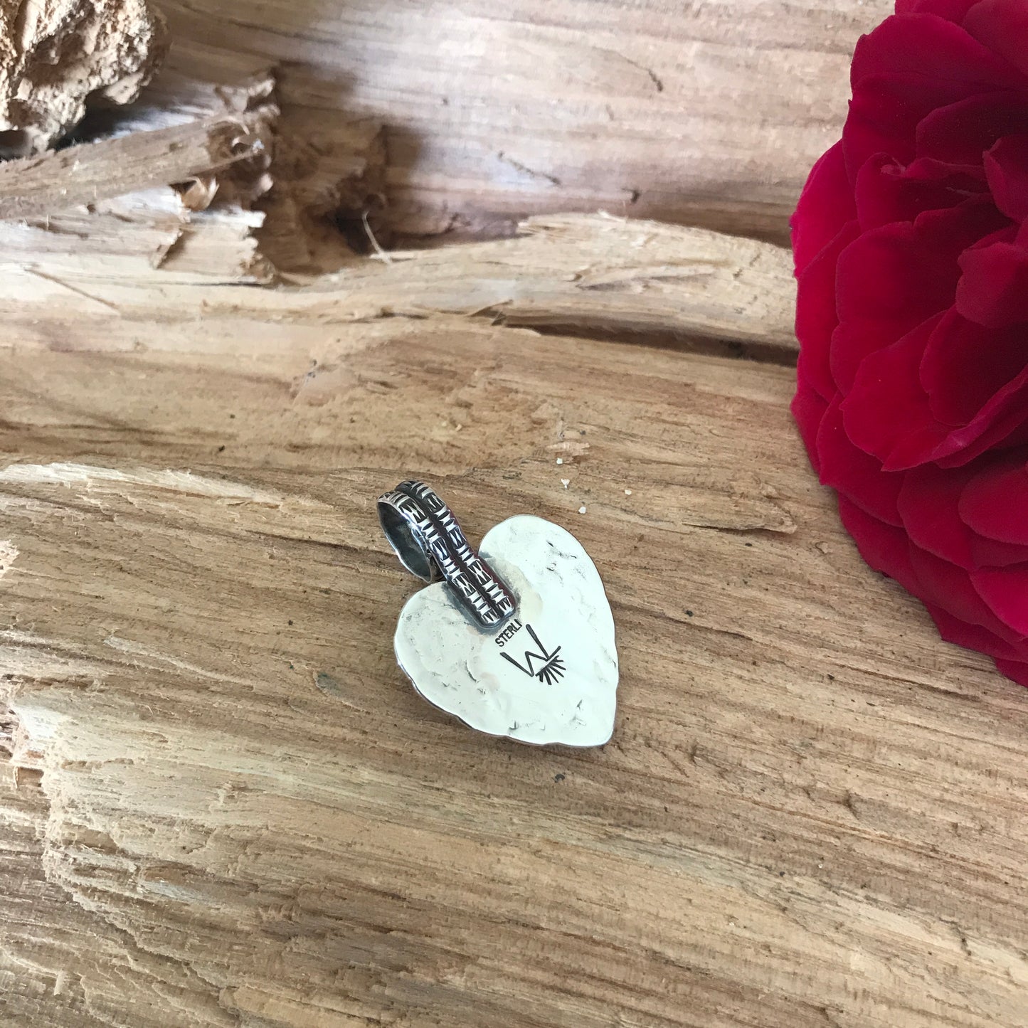 Mi Flora Corazon~ My Heart flower Pendant~ Sterling Silver~ Artisan Handmade ~ 1151