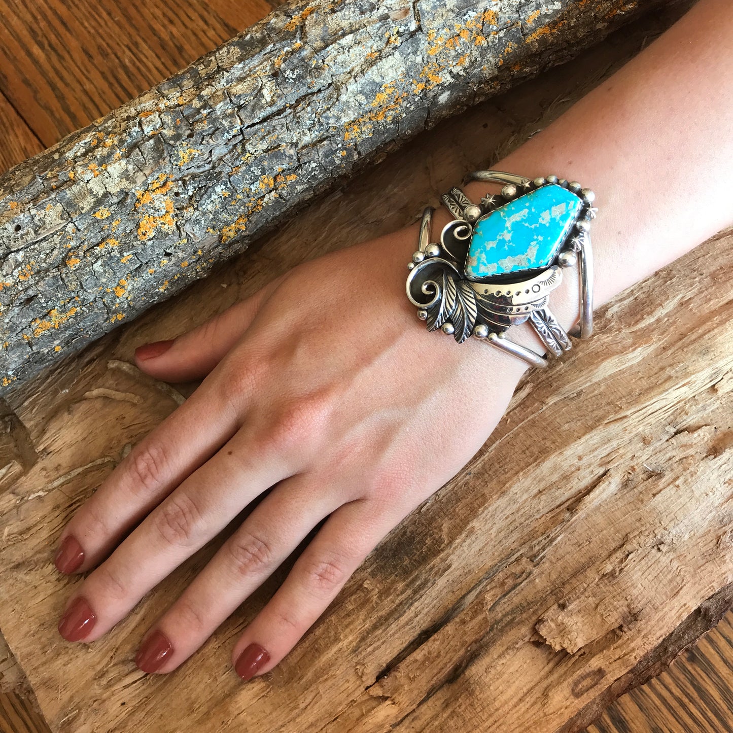 Pilot Mountain Turquoise Cuff Bracelet~ Sterling Silver~ Artisan Handmade