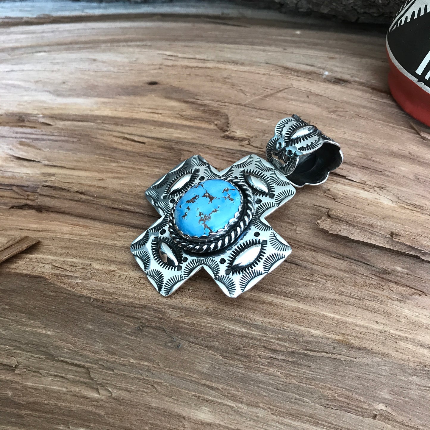 Golden Hills Turquoise San Miguel Cross~ Sterling Silver~ Artisan Handmade~ 1032