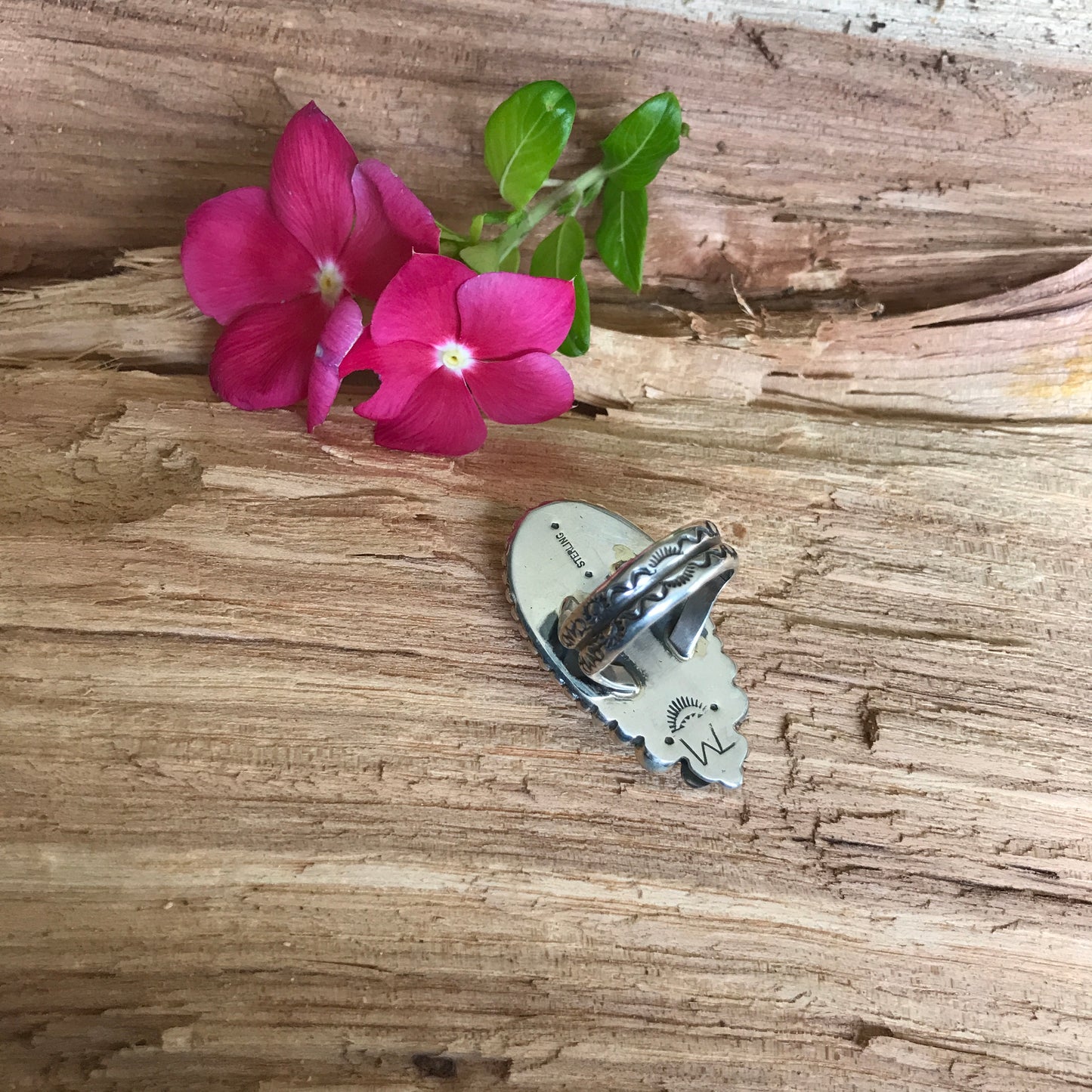 White Buffalo Ring~Sterling Silver~ Artisan Handmade~ Size 9 1/2