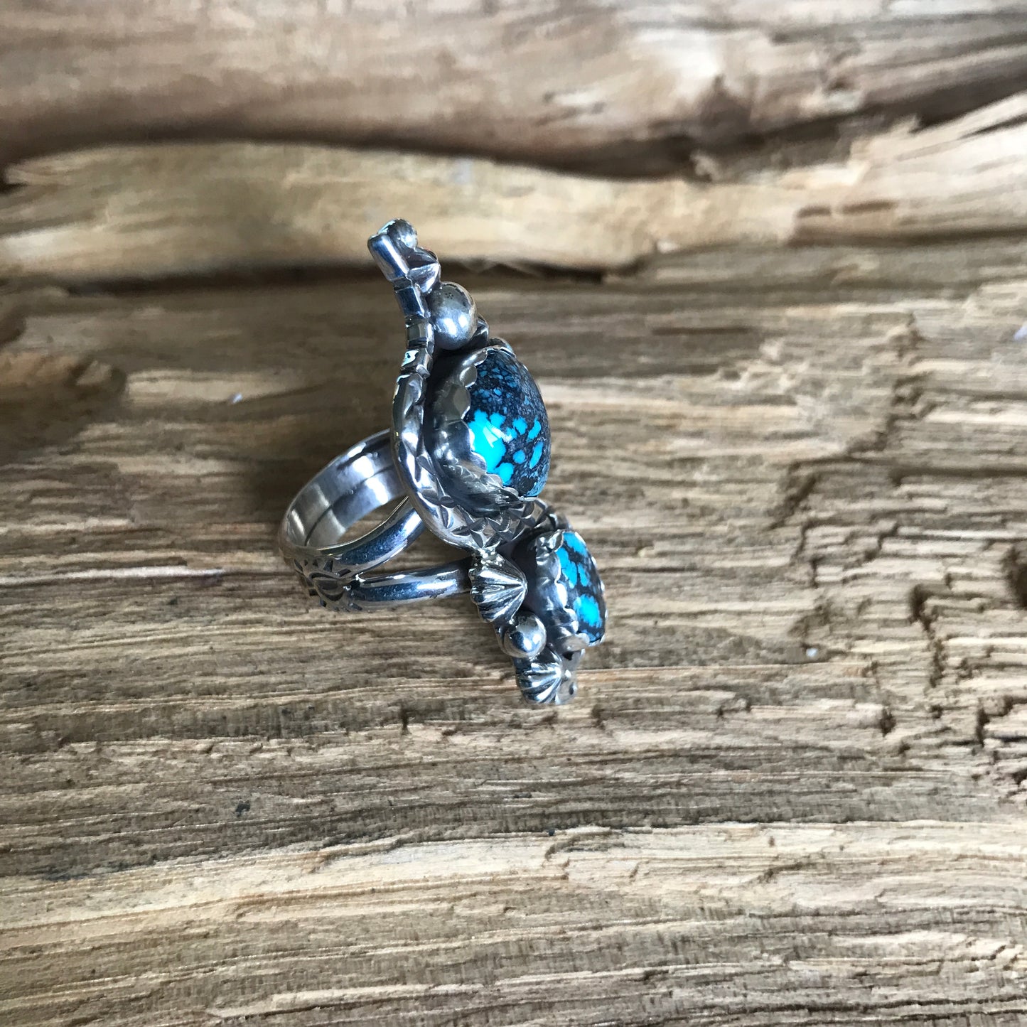 Turquoise Mountain Rattlesnake Ring~ Sterling Silver~ Artisan Handmade~ Size 7 ~ 1204