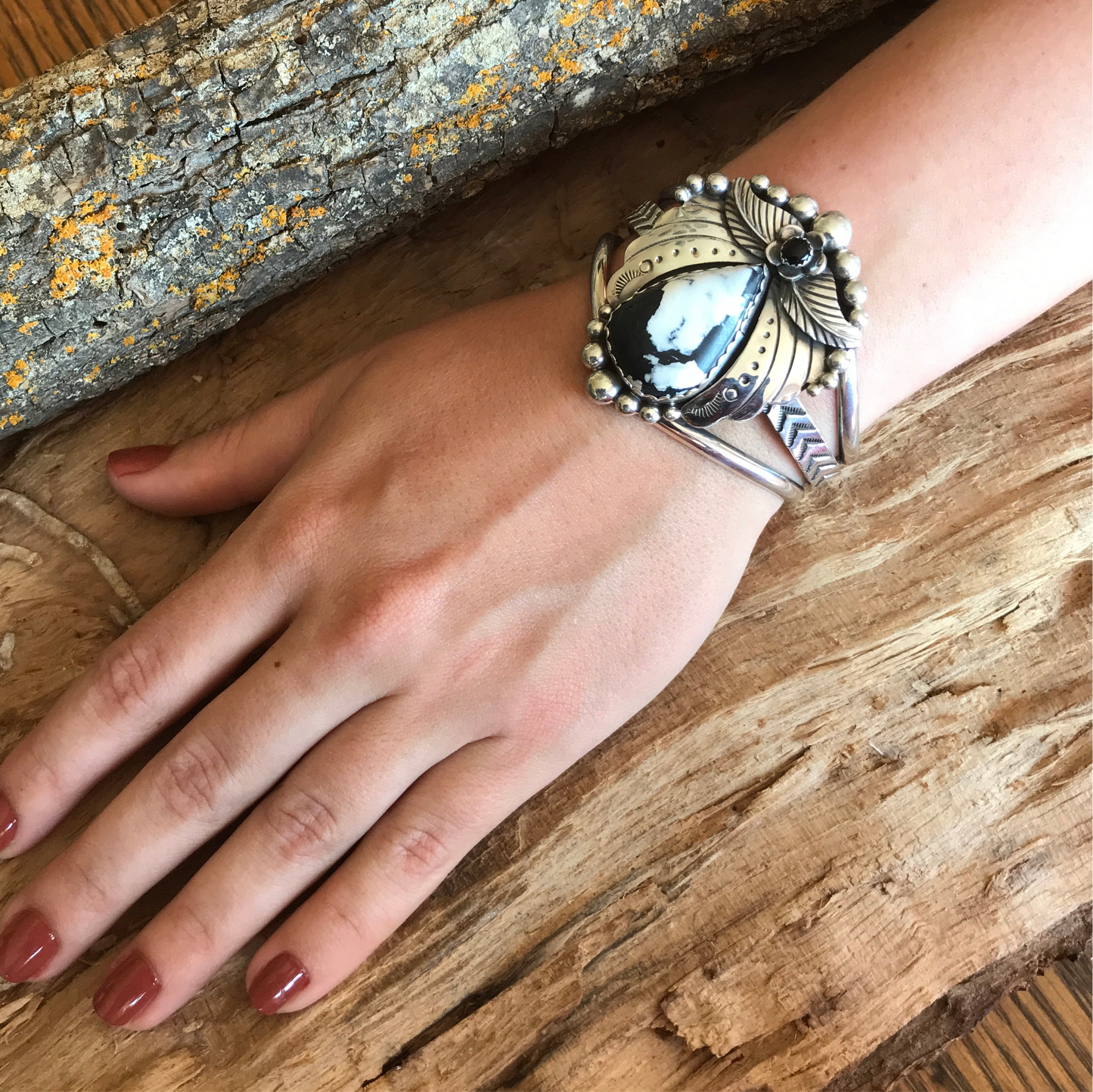 White Buffalo Cuff Bracelet~ Sterling Silver~ Artisan Handmade~RTS046