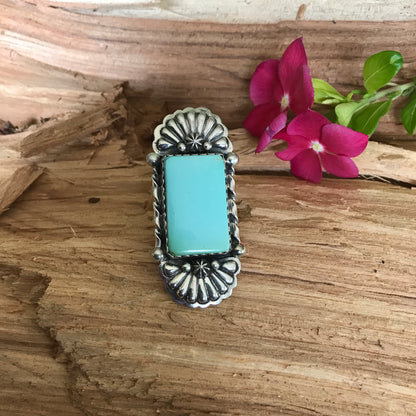 Royston Turquoise Ring~ Sterling Silver~ Artisan Handmade~ Size 12