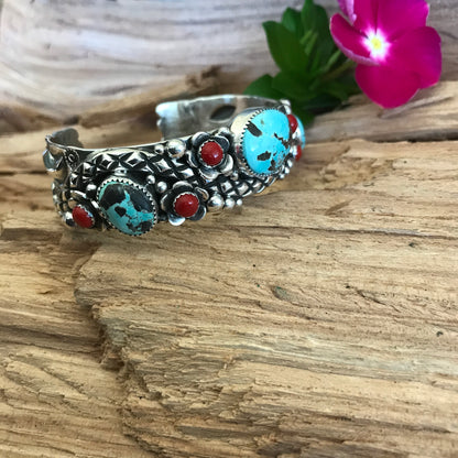 Rattlesnake Cuff Bracelet with Carico Lake Turquoise~ Sterling Silver~ Artisan Handmade