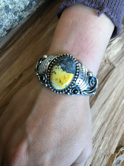 Bumblebee Jasper Cuff Bracelet~ Sterling Silver~ Artisan Handmade